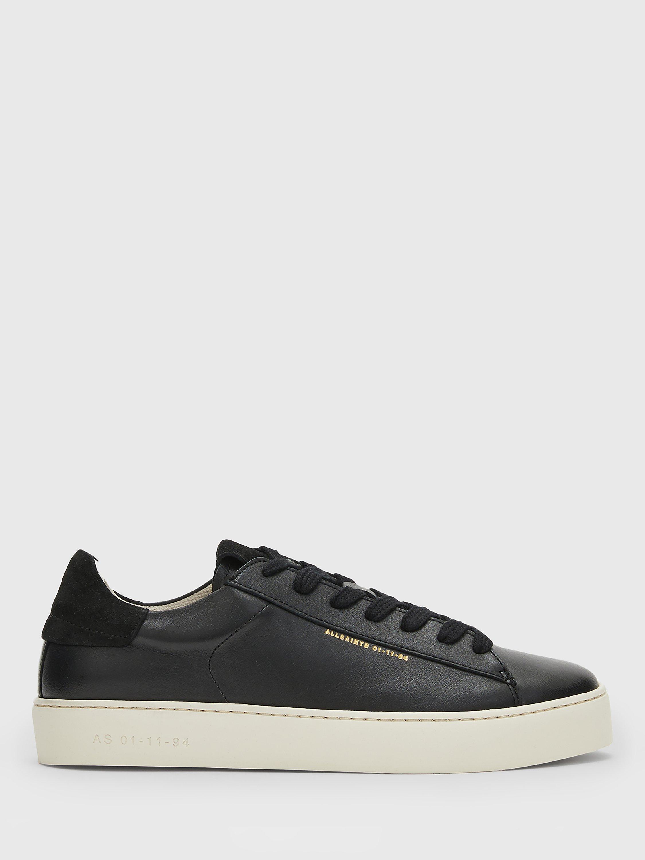 Product image 1 of 8, which shows AllSaints Shana Leather Lace Up Trainers, Black, 2