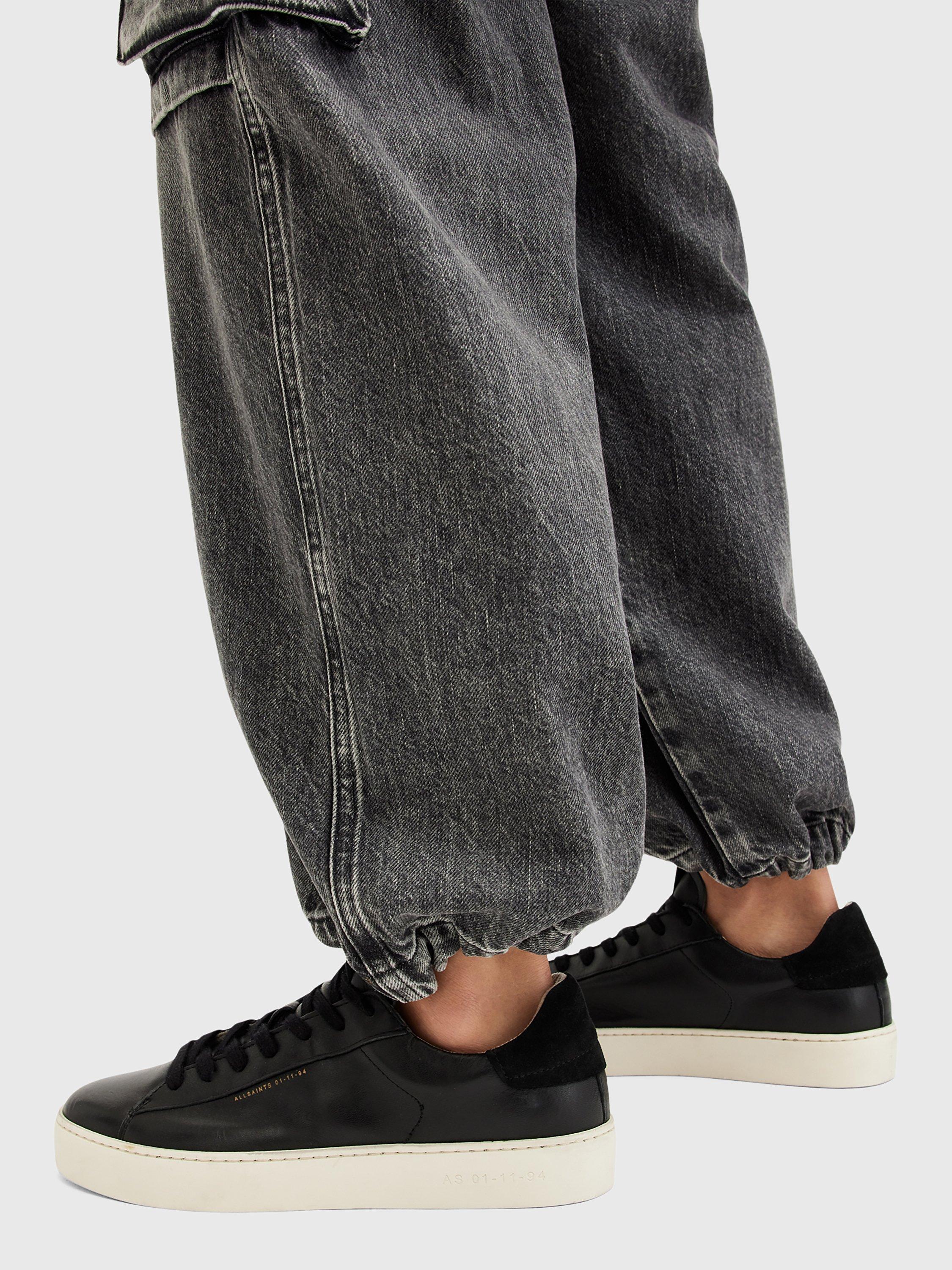 Product image 2 of 8, which shows AllSaints Shana Leather Lace Up Trainers, Black, 2