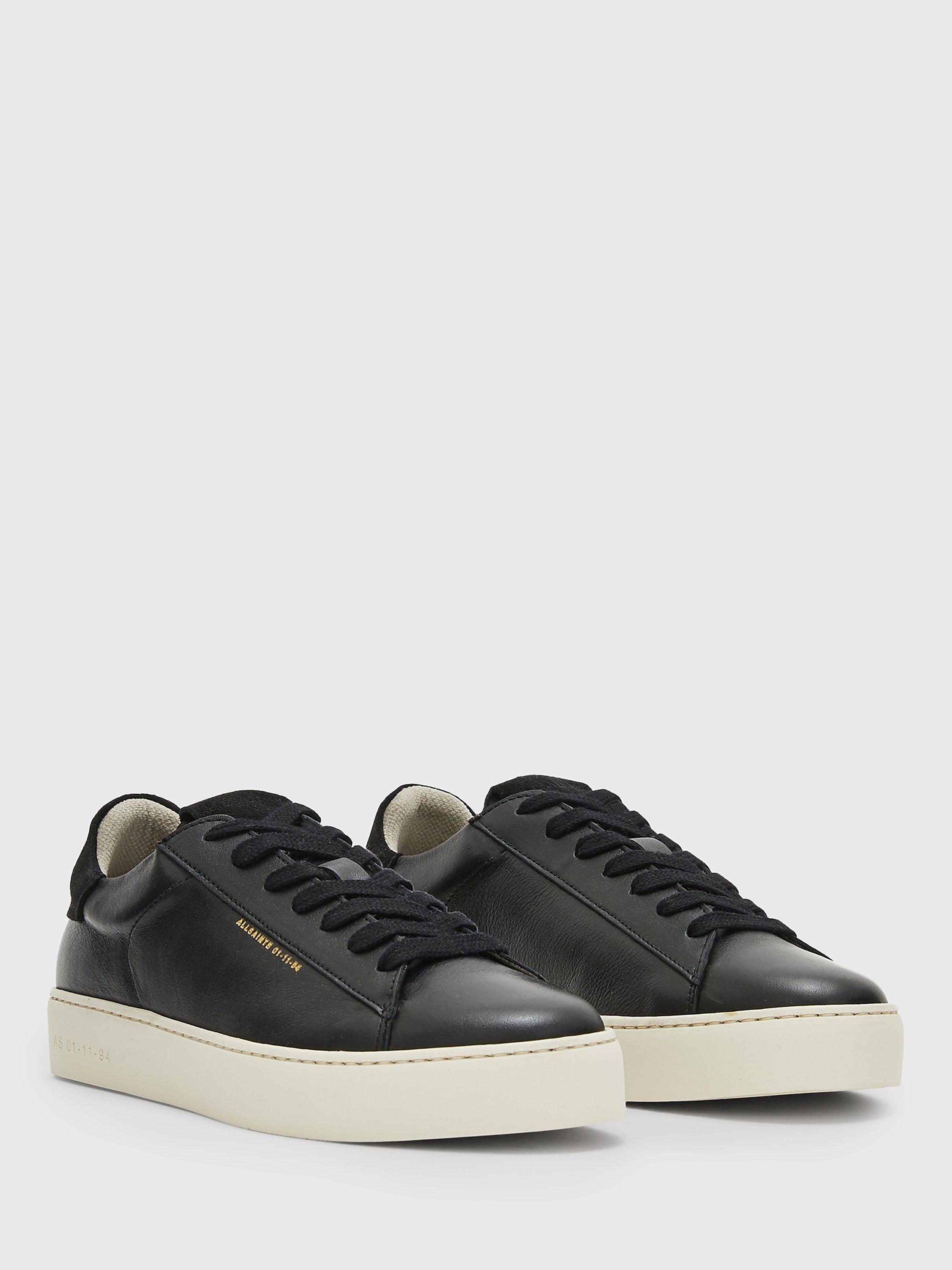 Product image 5 of 8, which shows AllSaints Shana Leather Lace Up Trainers, Black, 2