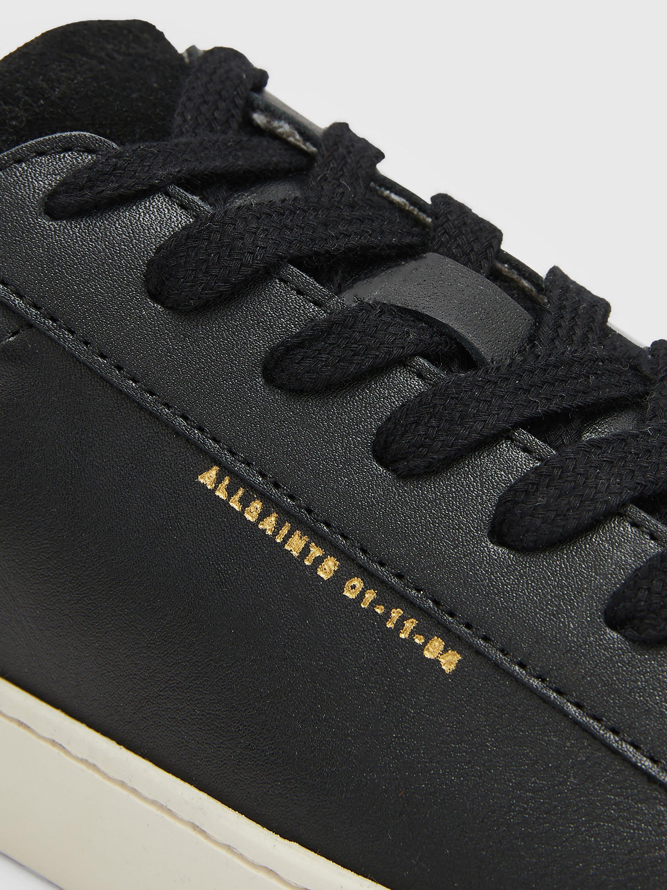 Product image 7 of 8, which shows AllSaints Shana Leather Lace Up Trainers, Black, 2
