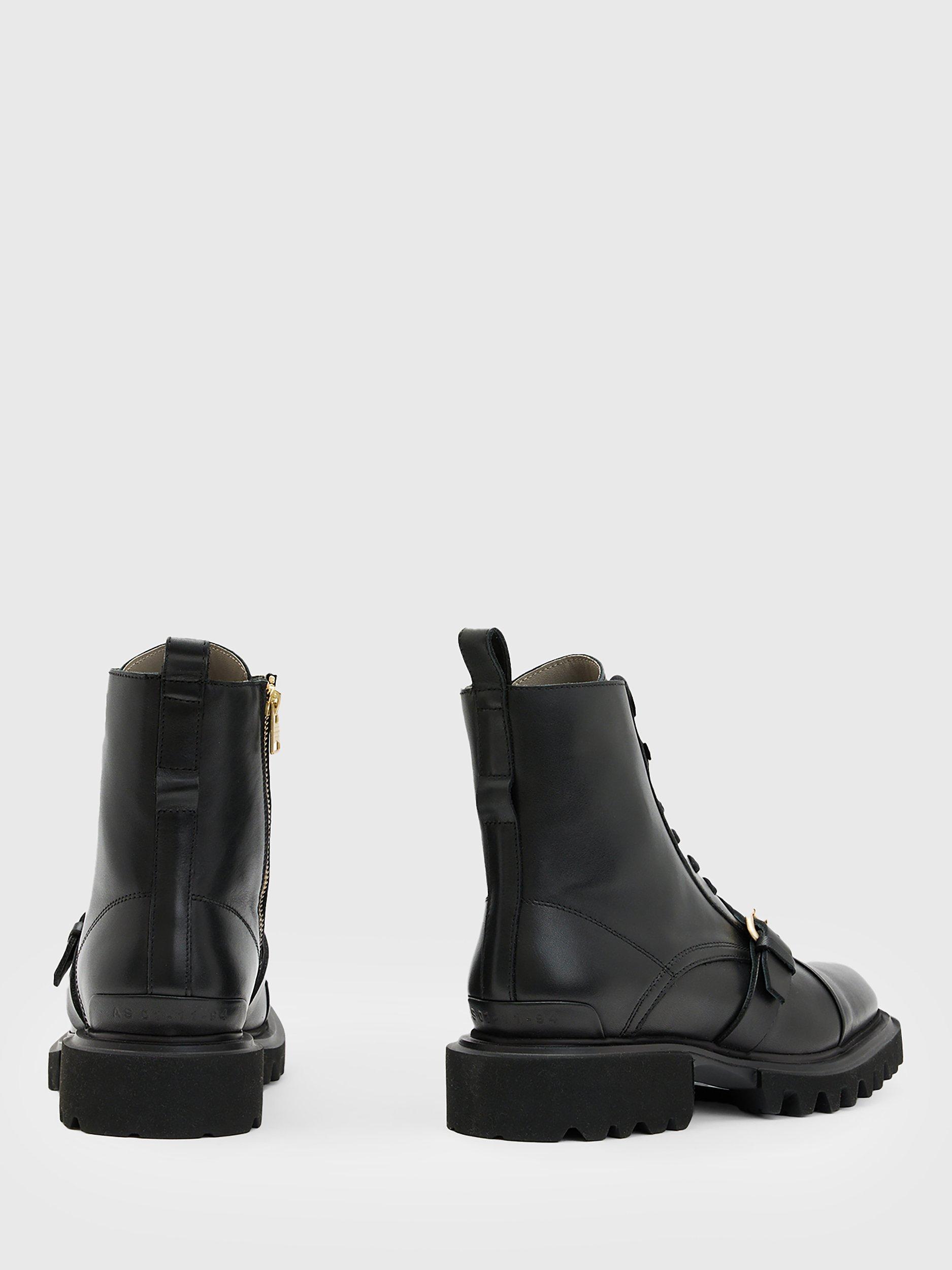 Product image 2 of 6, which shows AllSainst Tori Leather Biker Boots, Black, 2.5