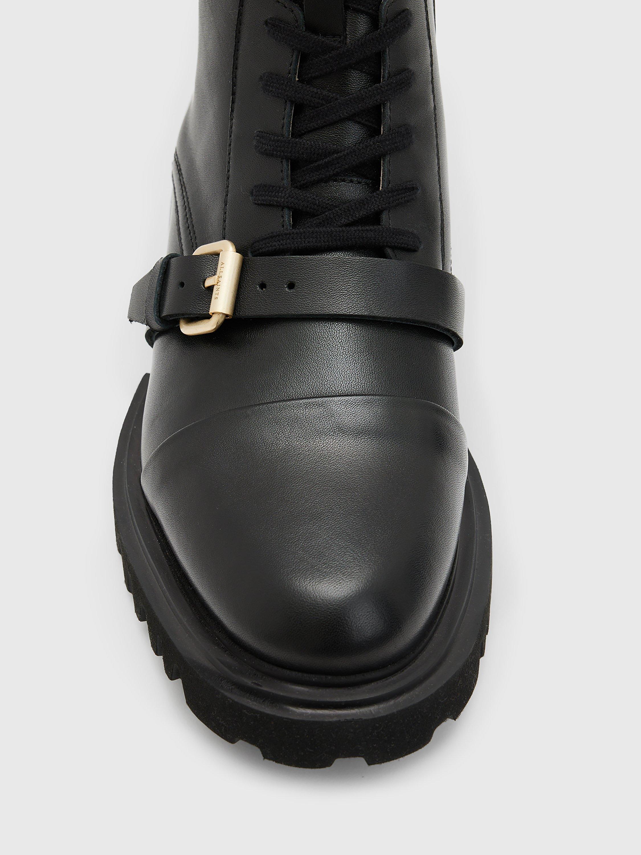 Product image 3 of 6, which shows AllSainst Tori Leather Biker Boots, Black, 2.5