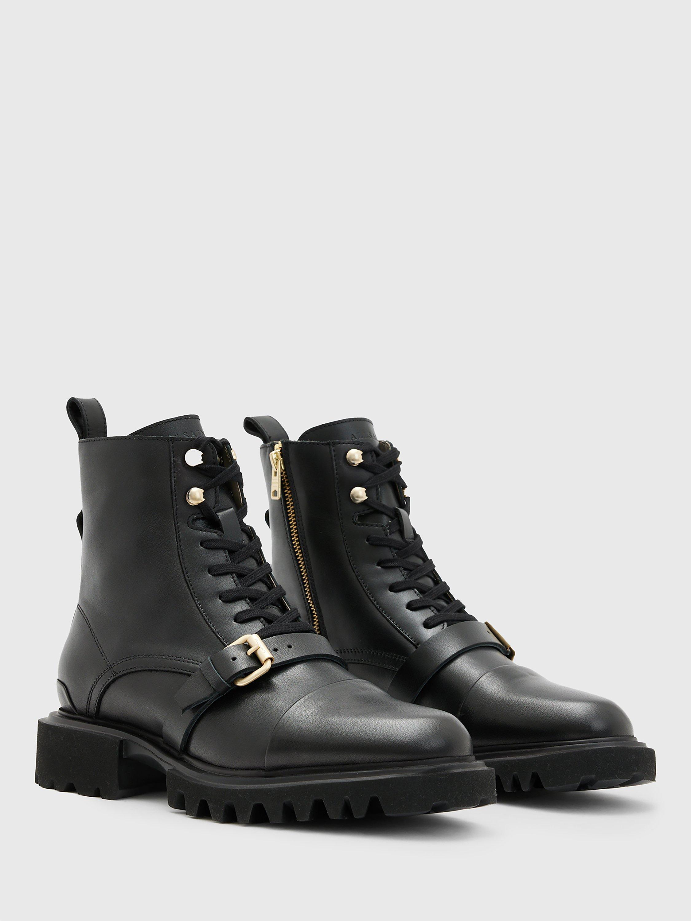 Product image 4 of 6, which shows AllSainst Tori Leather Biker Boots, Black, 2.5