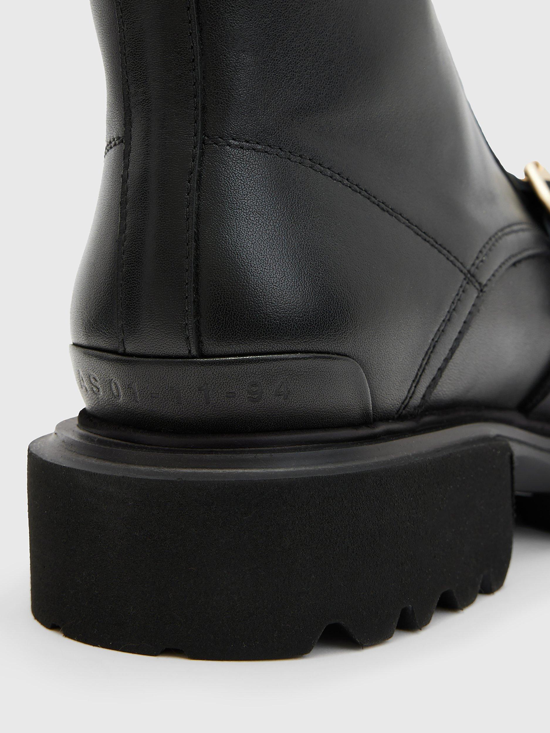 Product image 6 of 6, which shows AllSainst Tori Leather Biker Boots, Black, 2.5
