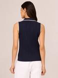 Adrianna Papell Rib Polo Knit Top, Blue/Ivory