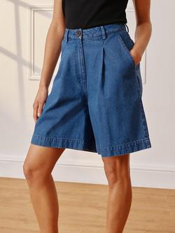 Albaray Pleat Denim Shorts - view 2, Indigo
