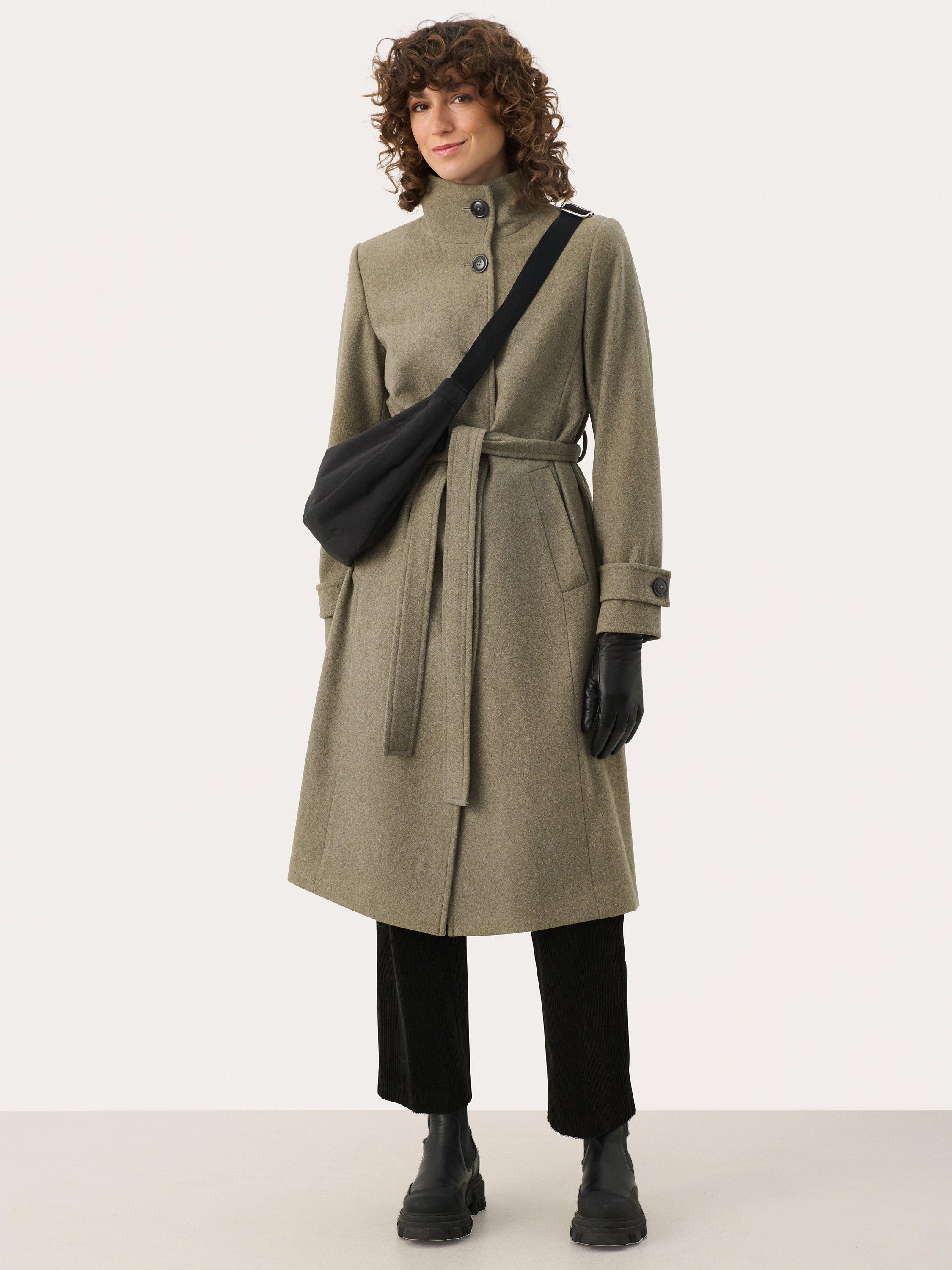 Product image 1 of 6, which shows Part Two Lihanna High Collar Coat, Grey Melange, 8