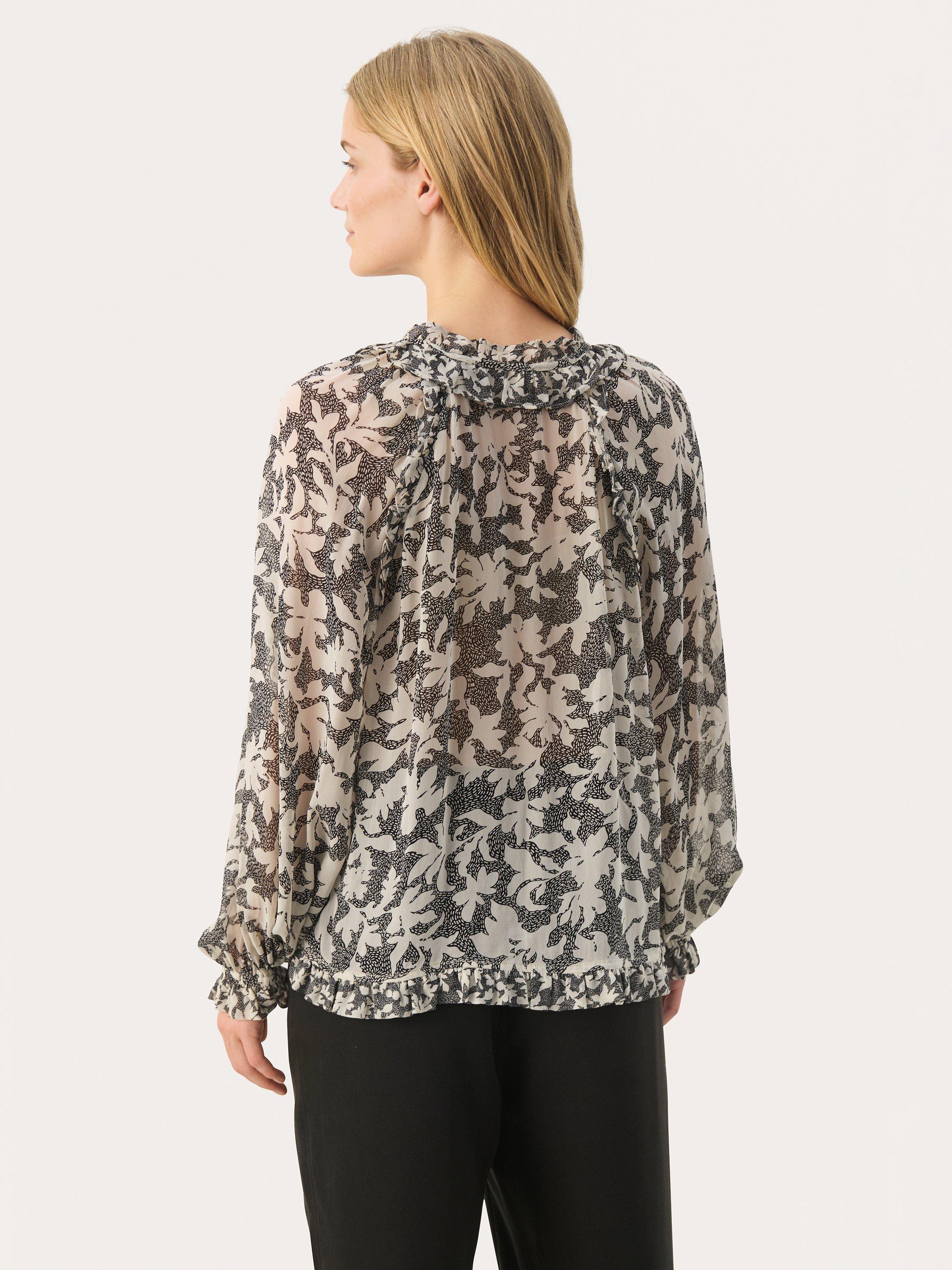 Product image 2 of 6, which shows Part Two Joanna Blouse, Black/Beige, 8