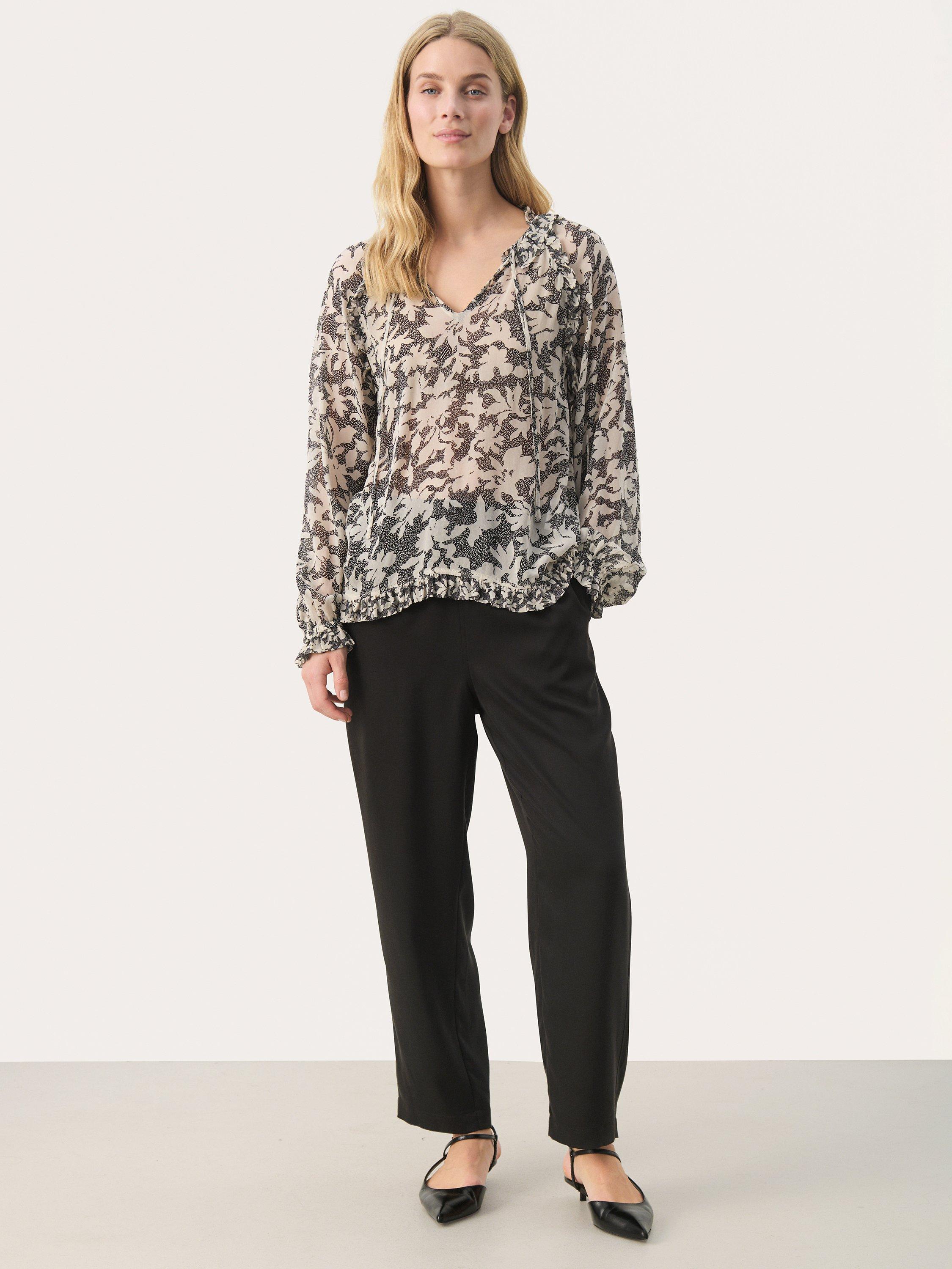 Product image 3 of 6, which shows Part Two Joanna Blouse, Black/Beige, 8