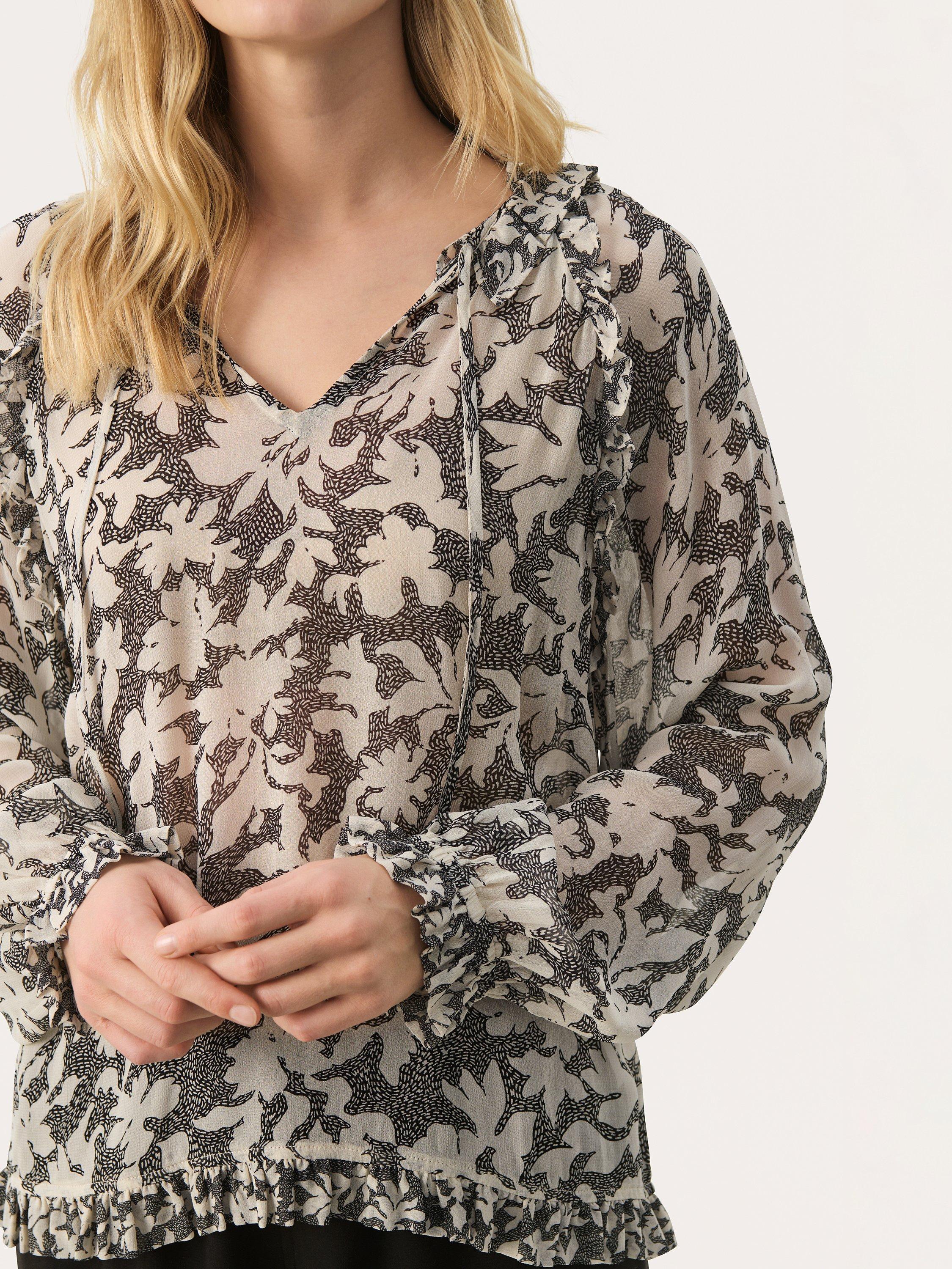 Product image 4 of 6, which shows Part Two Joanna Blouse, Black/Beige, 8