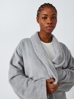 John Lewis Egyptian Cotton Unisex Bath Robe - view 2, Dove Grey