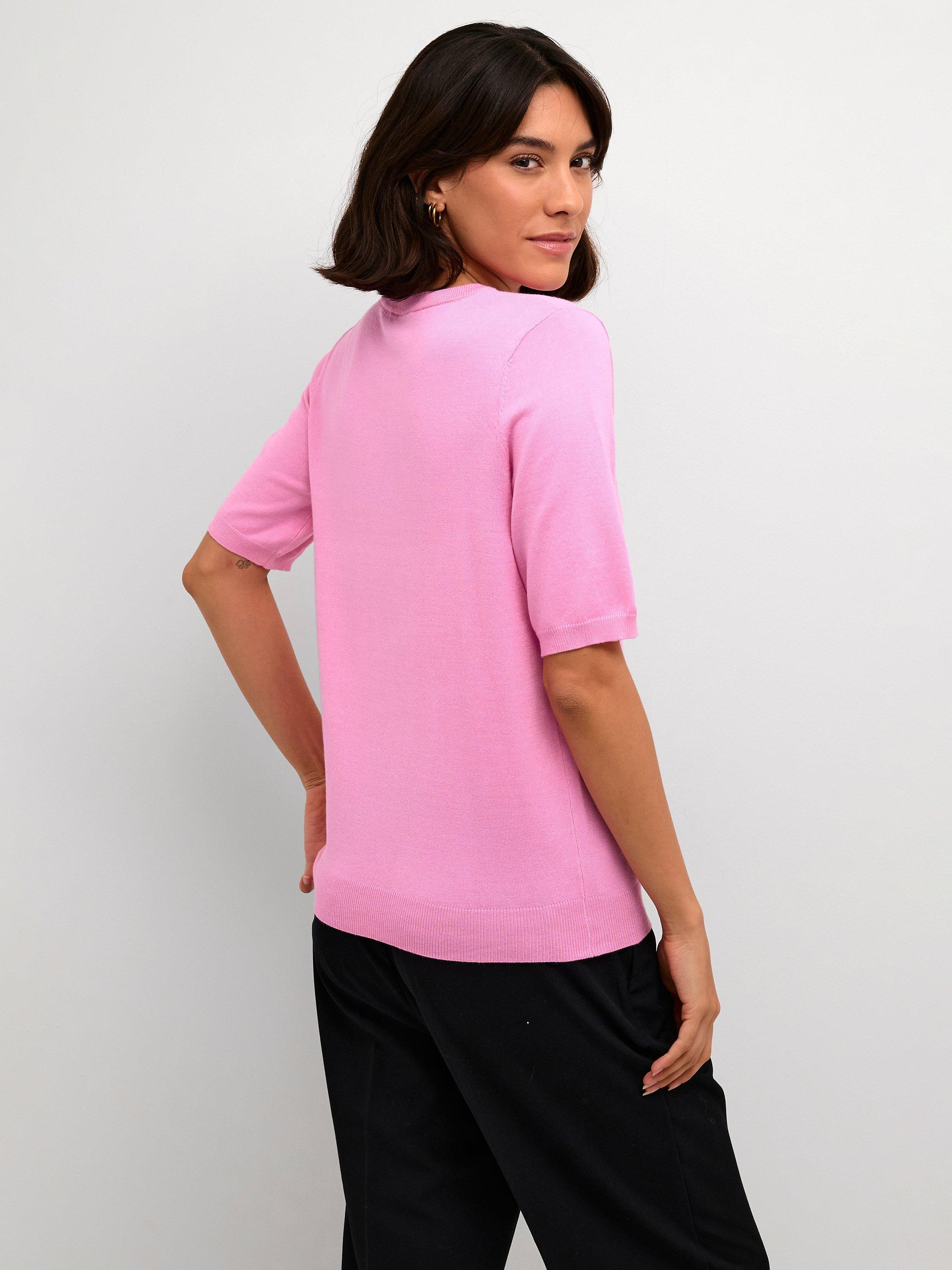 KAFFE Lizza V-Neck Short Sleeve Jumper, Rosebloom, XS