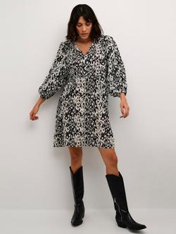 KAFFE Dagmar Knee Length Dress, Turtledove/Black, Turtledove/Black