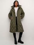 KAFFE Lindsay Quilted Longline Jacket, Green