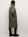 KAFFE Lindsay Quilted Longline Jacket, Green