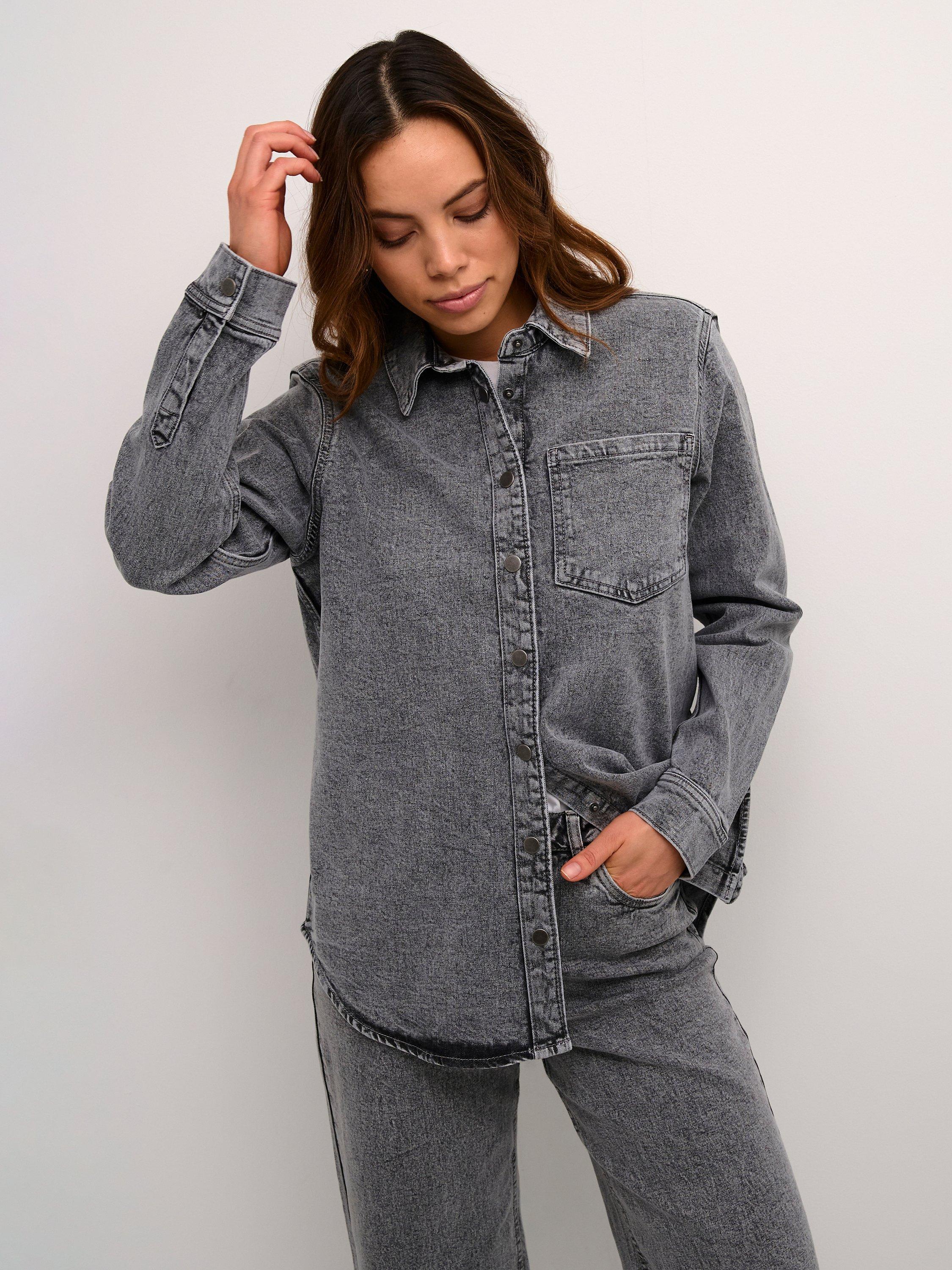 KAFFE Ryana Denim Shirt, Light Grey, 10