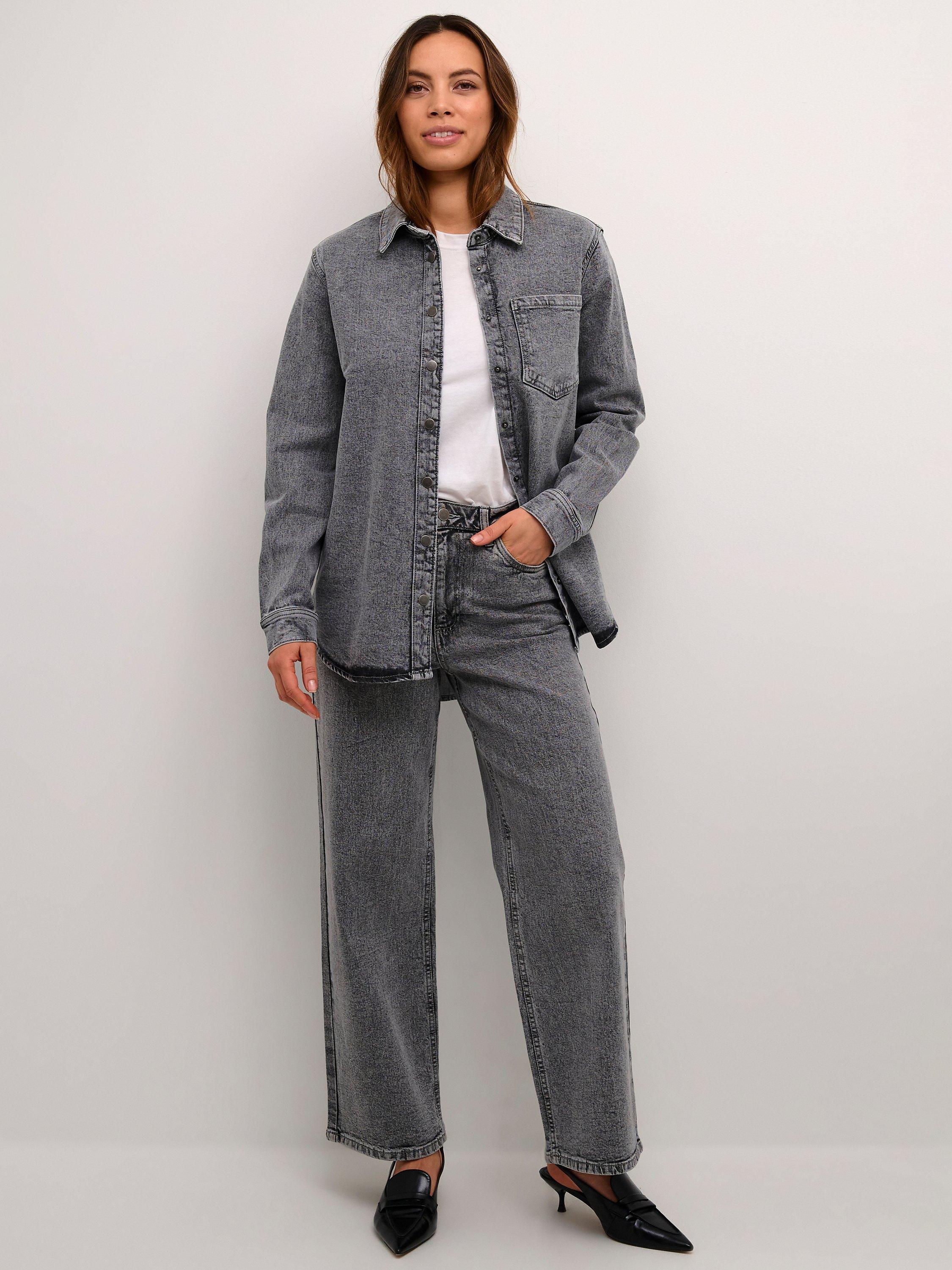 KAFFE Ryana Denim Shirt, Light Grey, 10
