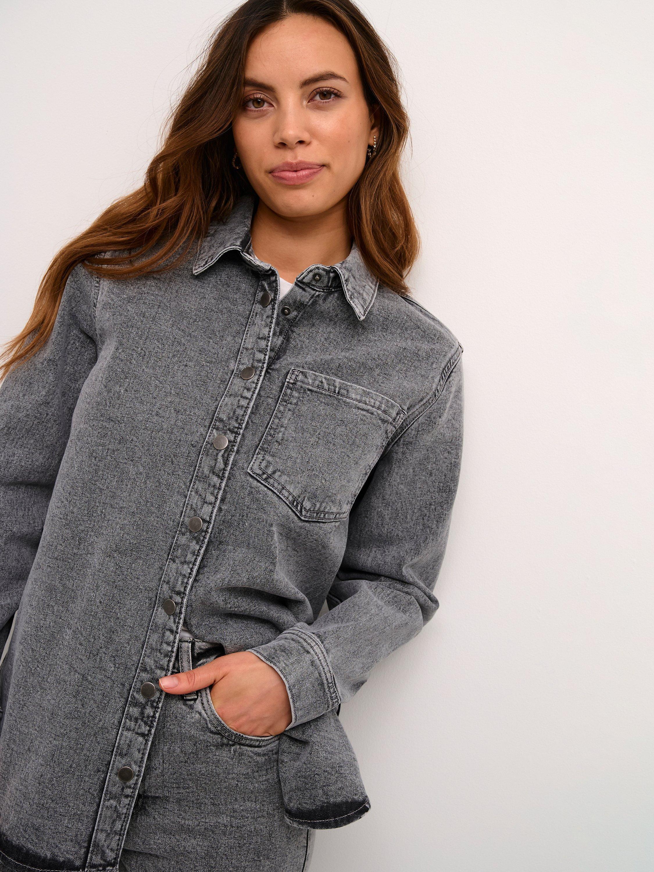 KAFFE Ryana Denim Shirt, Light Grey, 10