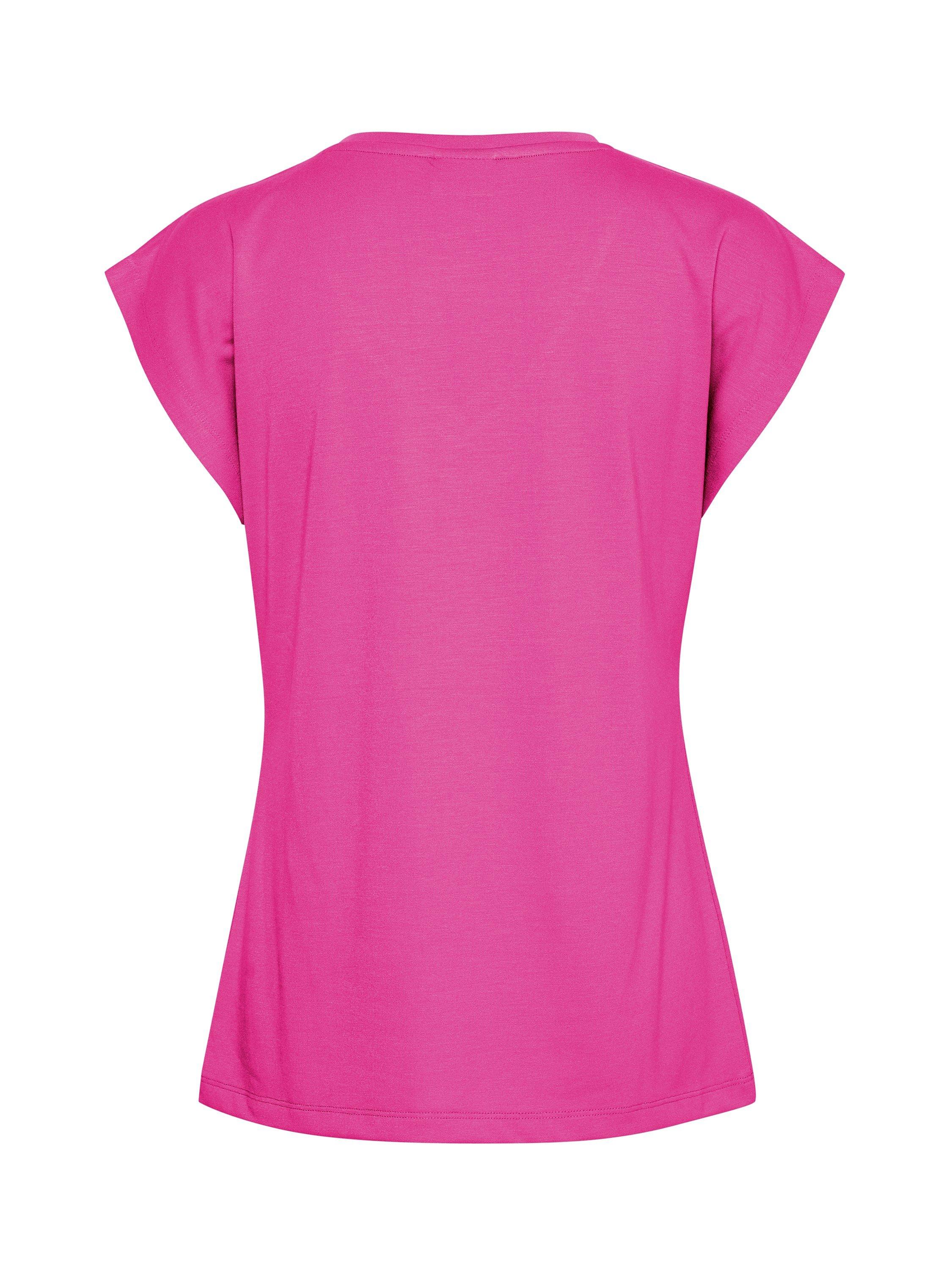 Product image 6 of 6, which shows KAFFE Lise V-Neck T-Shirt, Festival Fuchsia, XS