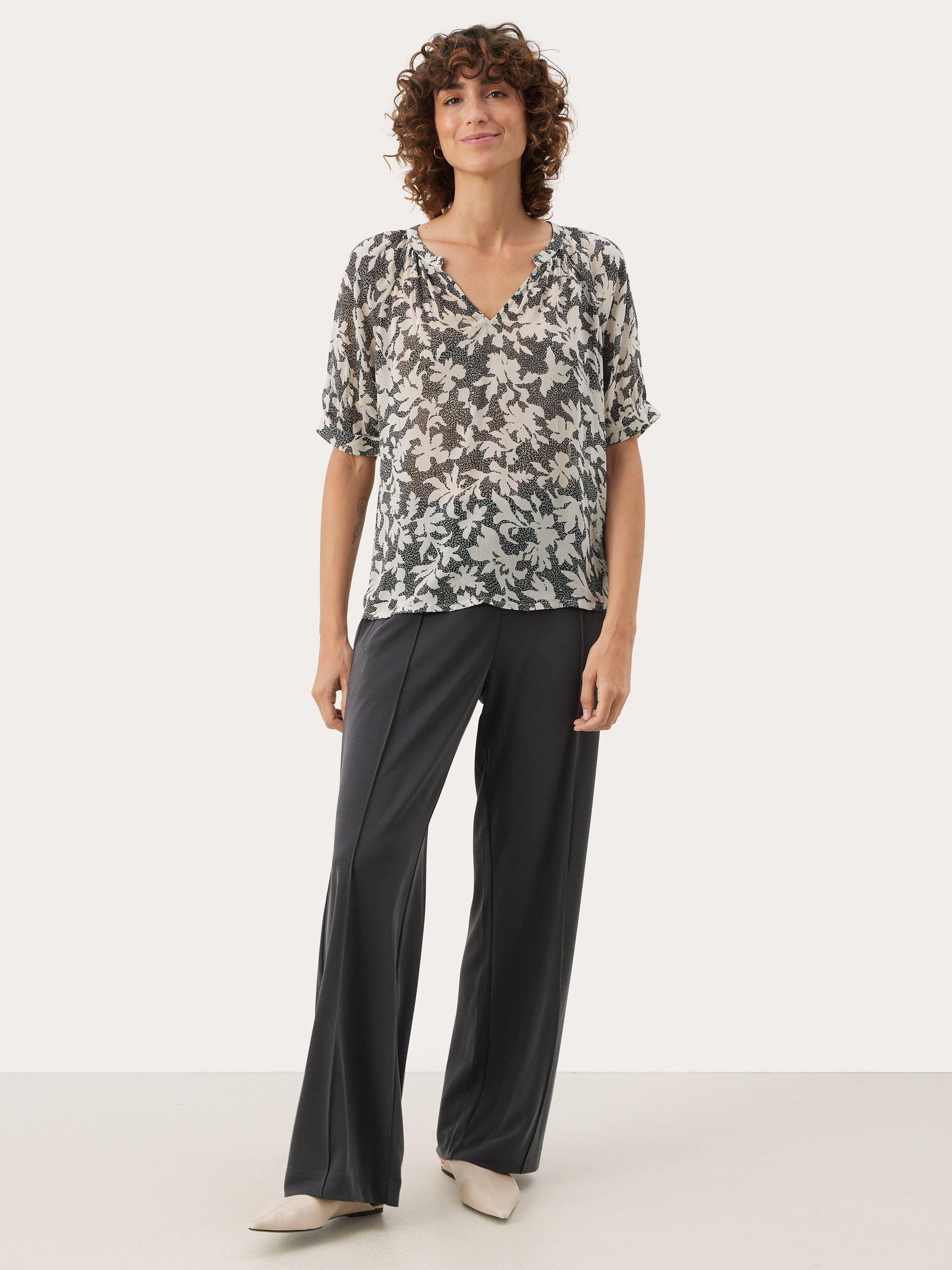 Product image 3 of 6, which shows Part Two Popsy Floral Blouse, Black/White, 10
