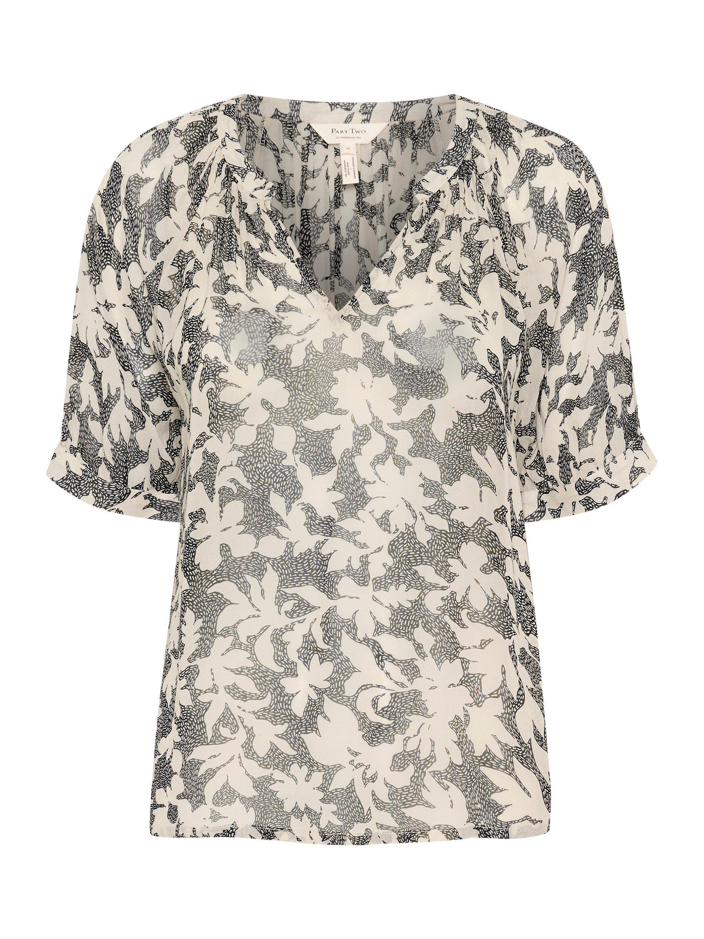 Product image 5 of 6, which shows Part Two Popsy Floral Blouse, Black/White, 10