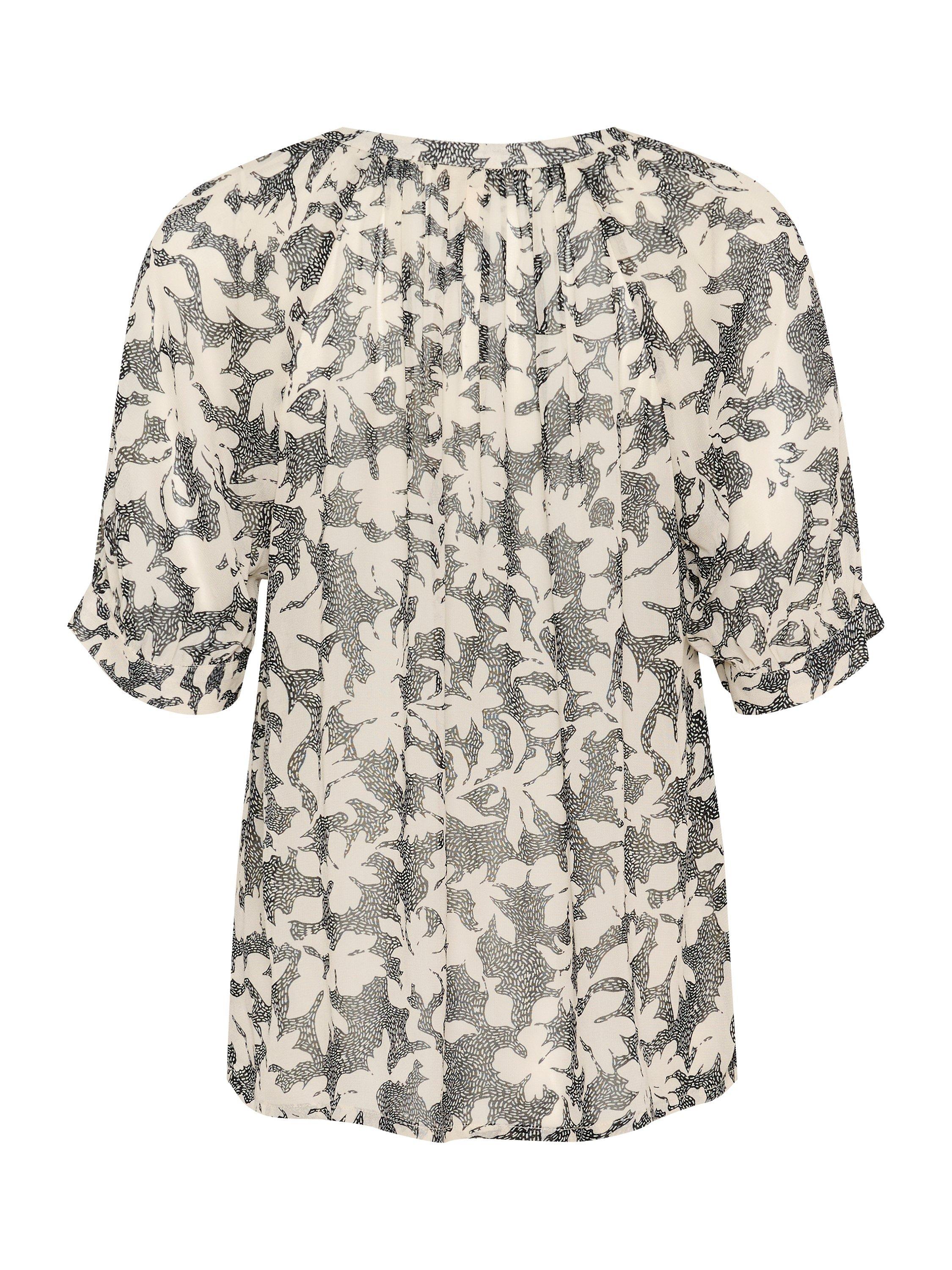 Product image 6 of 6, which shows Part Two Popsy Floral Blouse, Black/White, 10