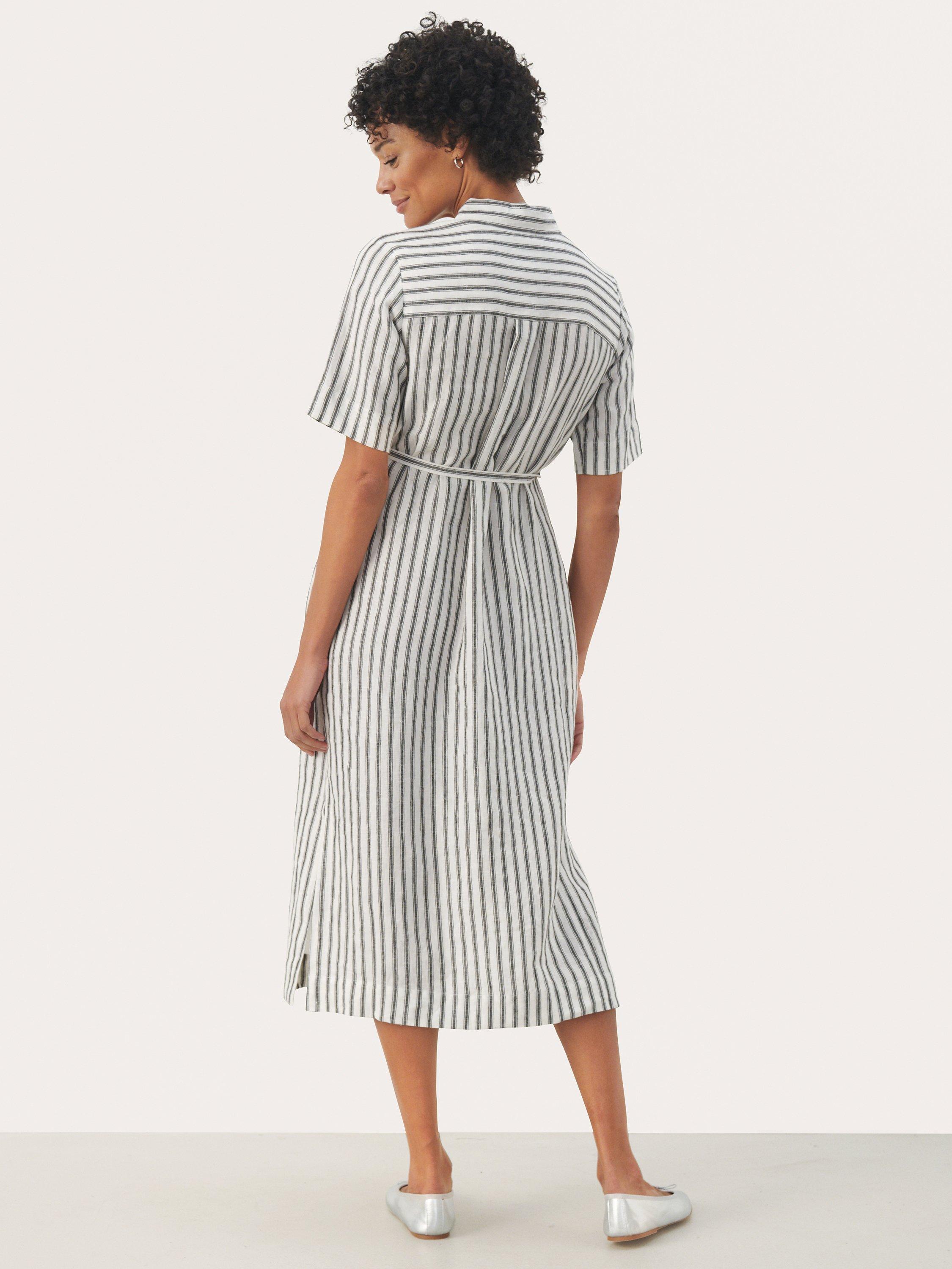 Product image 2 of 6, which shows Part Two Emmalou Stripe Shirt Dress, Black/White, 12