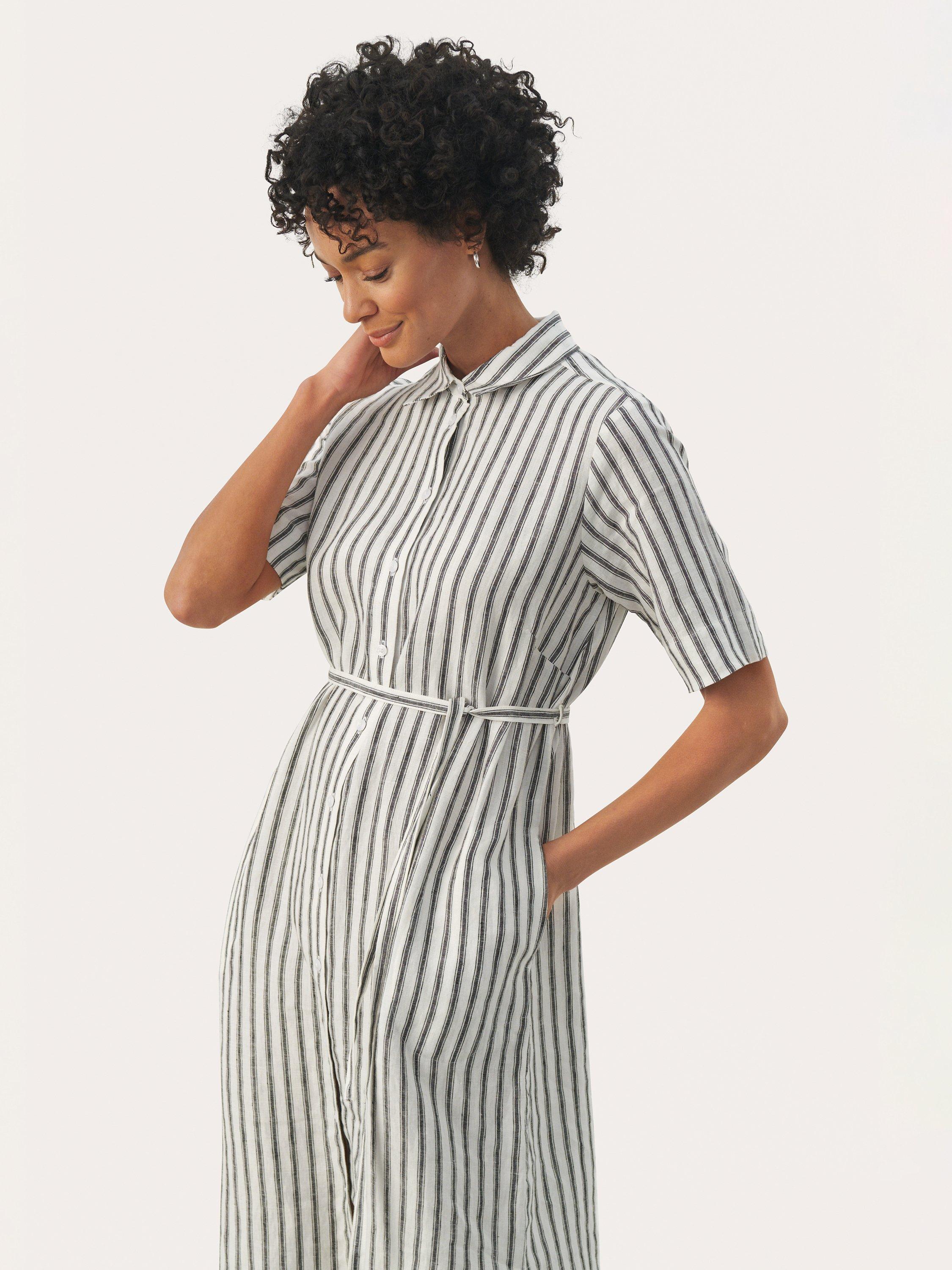 Product image 3 of 6, which shows Part Two Emmalou Stripe Shirt Dress, Black/White, 12