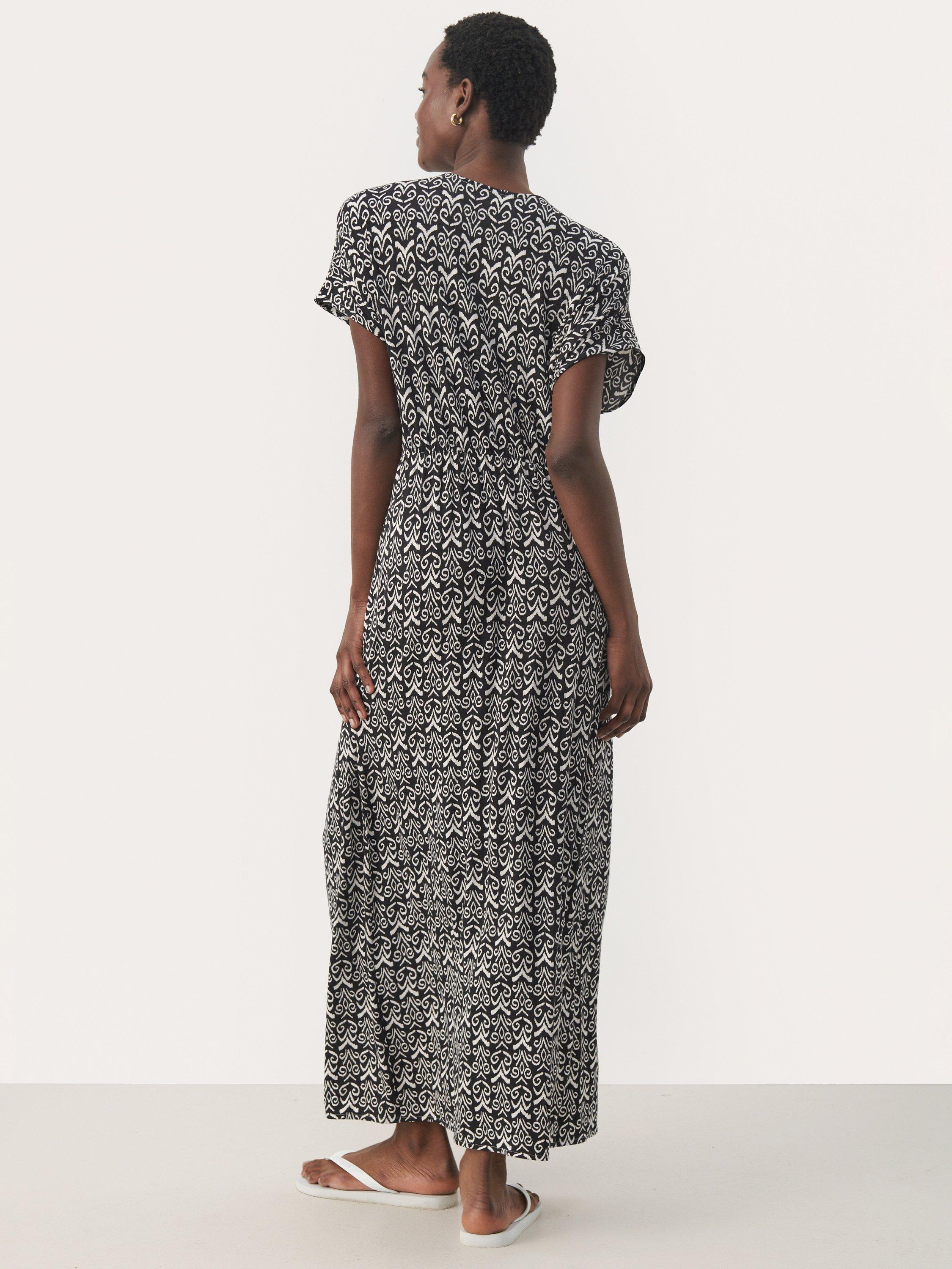 Product image 2 of 6, which shows Part Two Griet Knit Detail Maxi Dress, Black/White, XS