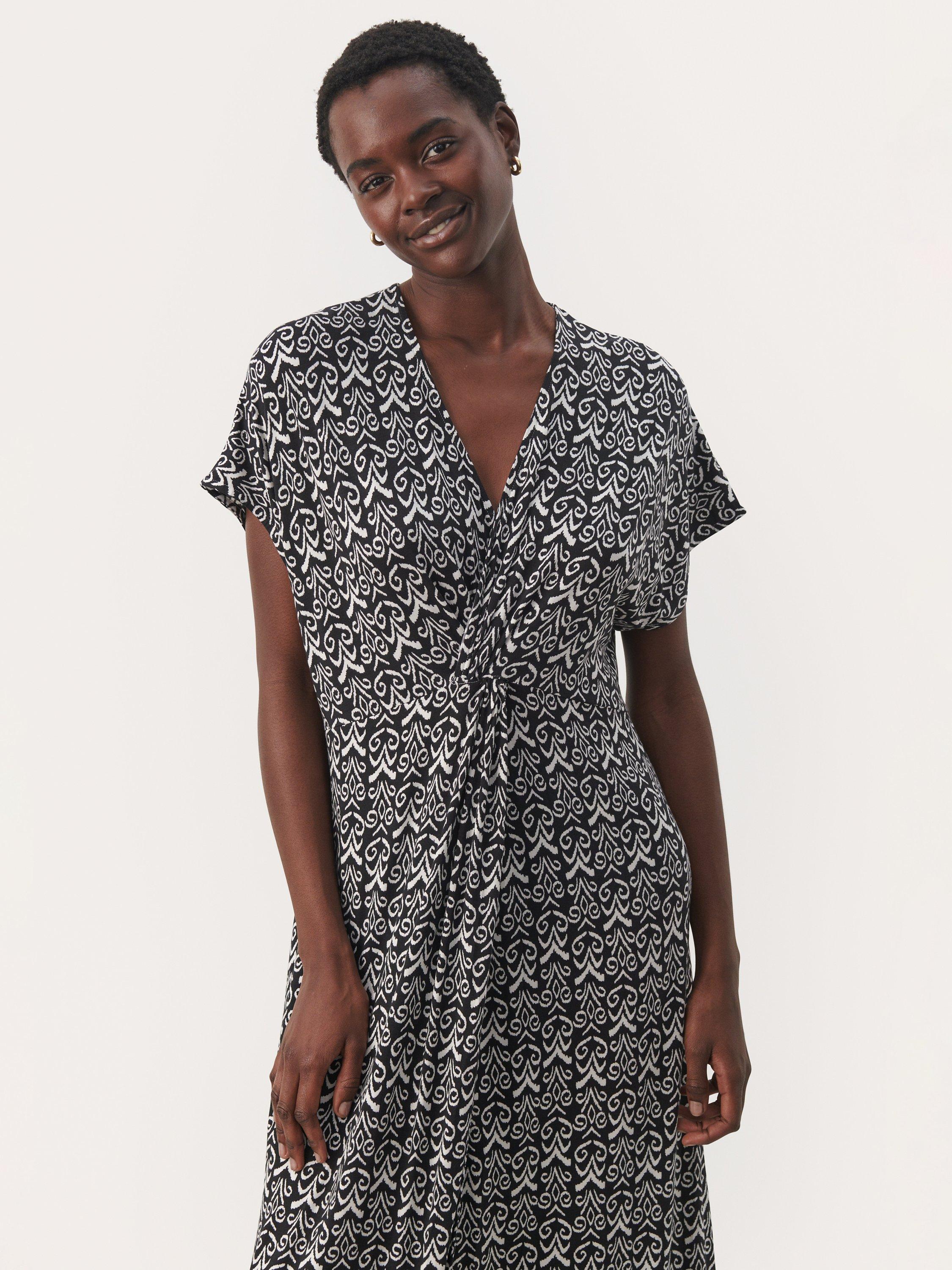 Product image 3 of 6, which shows Part Two Griet Knit Detail Maxi Dress, Black/White, XS