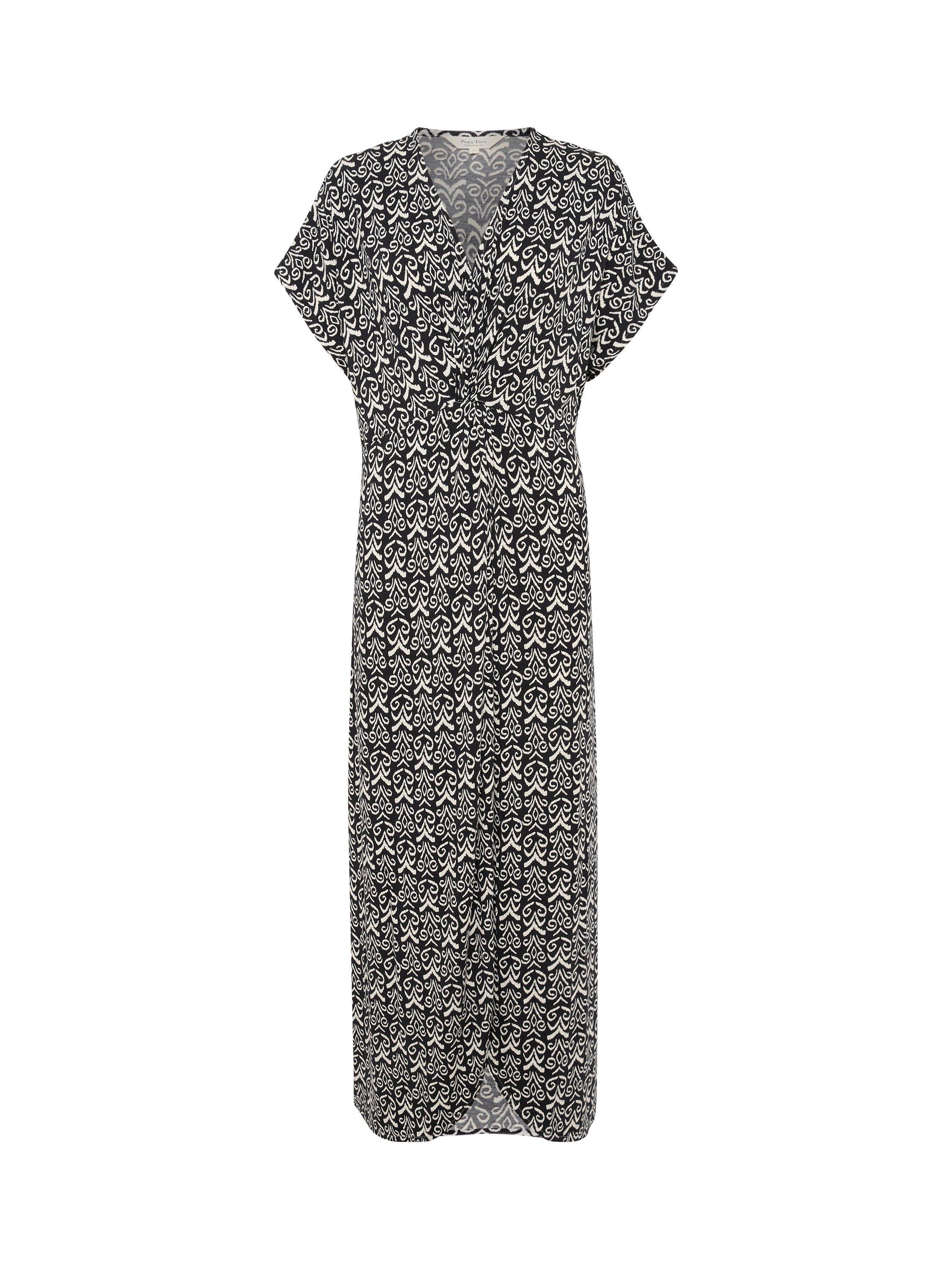 Product image 5 of 6, which shows Part Two Griet Knit Detail Maxi Dress, Black/White, XS