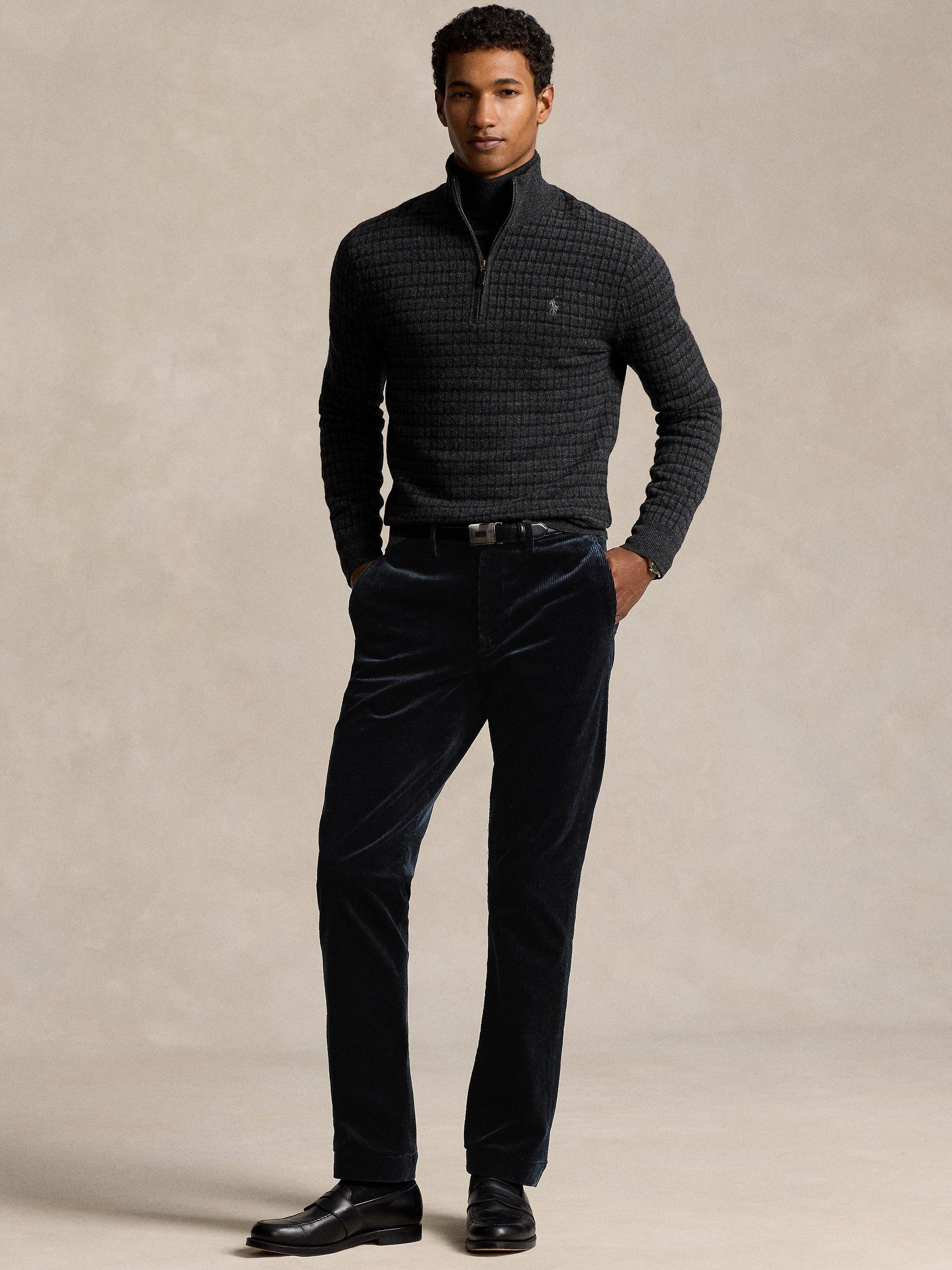 Ralph Lauren Stretch Straight Fit Corduroy Trousers Polo Black