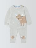 John Lewis Baby Knitted Highland Cow Set, Grey