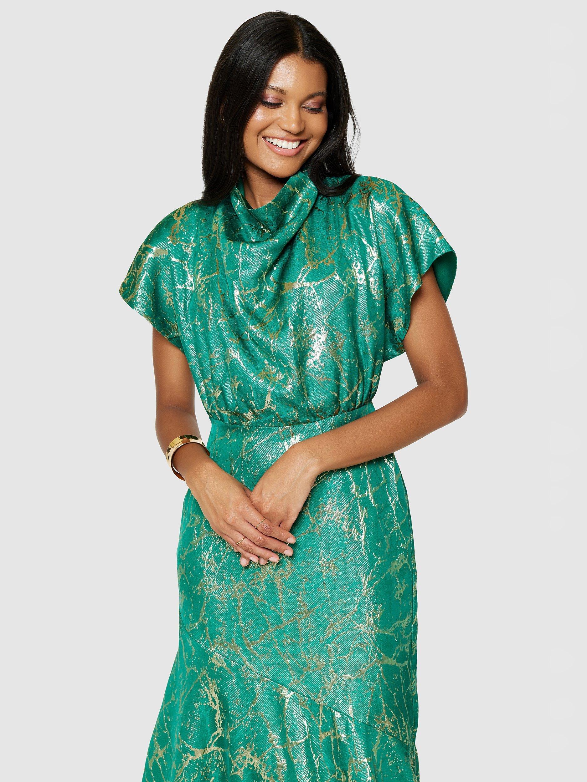 Closet London A-Line Asymmetric Dress, Green