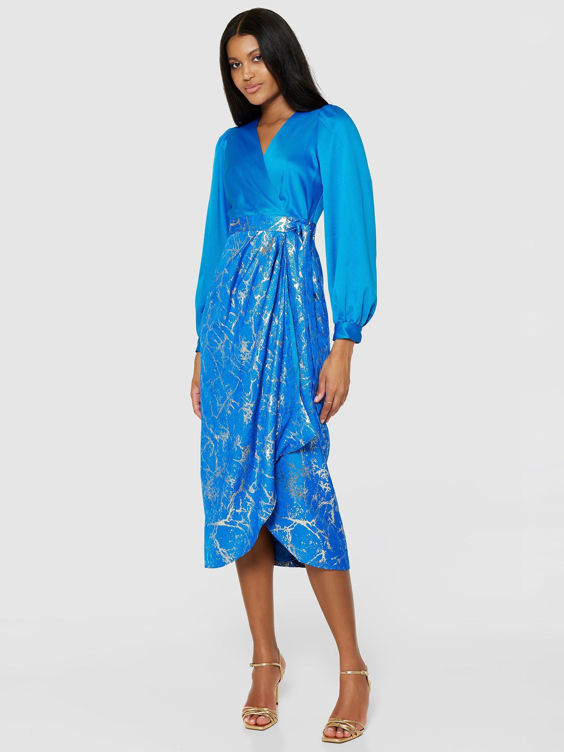 Closet London Pencil Wrap Dress Blue