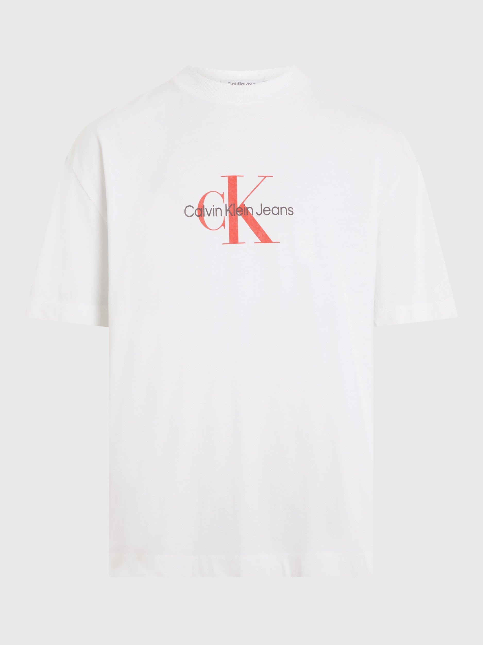 Calvin Klein Jeans Cotton Blend Regular Fit  Arch Logo T-Shirt, Bright White