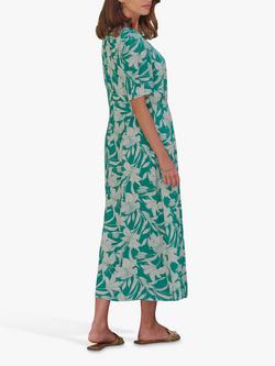 Pure Collection Floral Shirt Dress, Green/White - view 2, Green/White