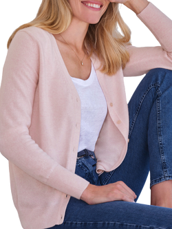 Pure Collection V-Neck Cashmere Cardigan, Soft Oyster