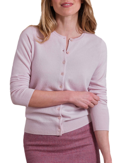 Pure Collection Crew Neck Cashmere Cardigan, Soft Oyster, Soft Oyster
