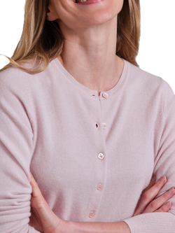 Pure Collection Crew Neck Cashmere Cardigan, Soft Oyster - view 2, Soft Oyster