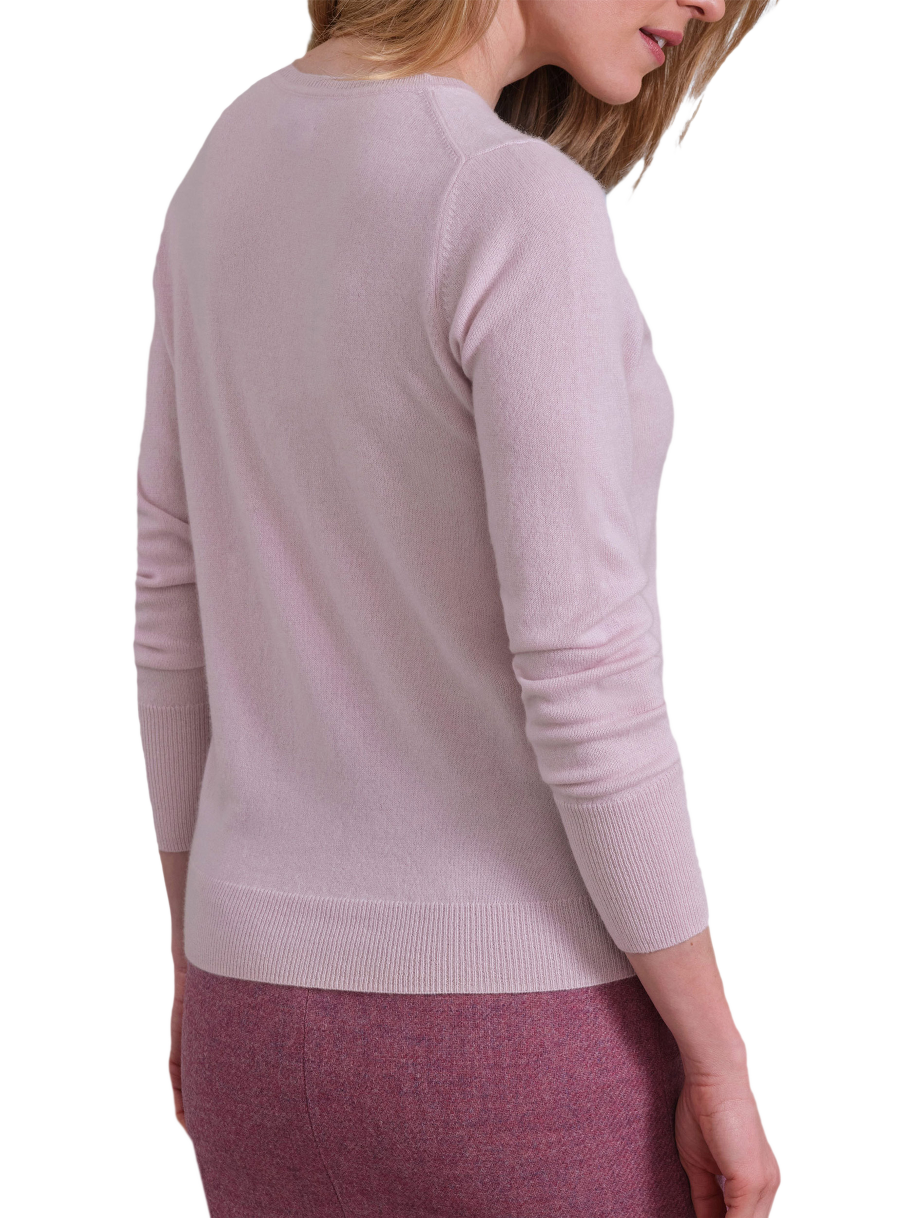 Product image 3 of 3, which shows Pure Collection Crew Neck Cashmere Cardigan, Soft Oyster, 10