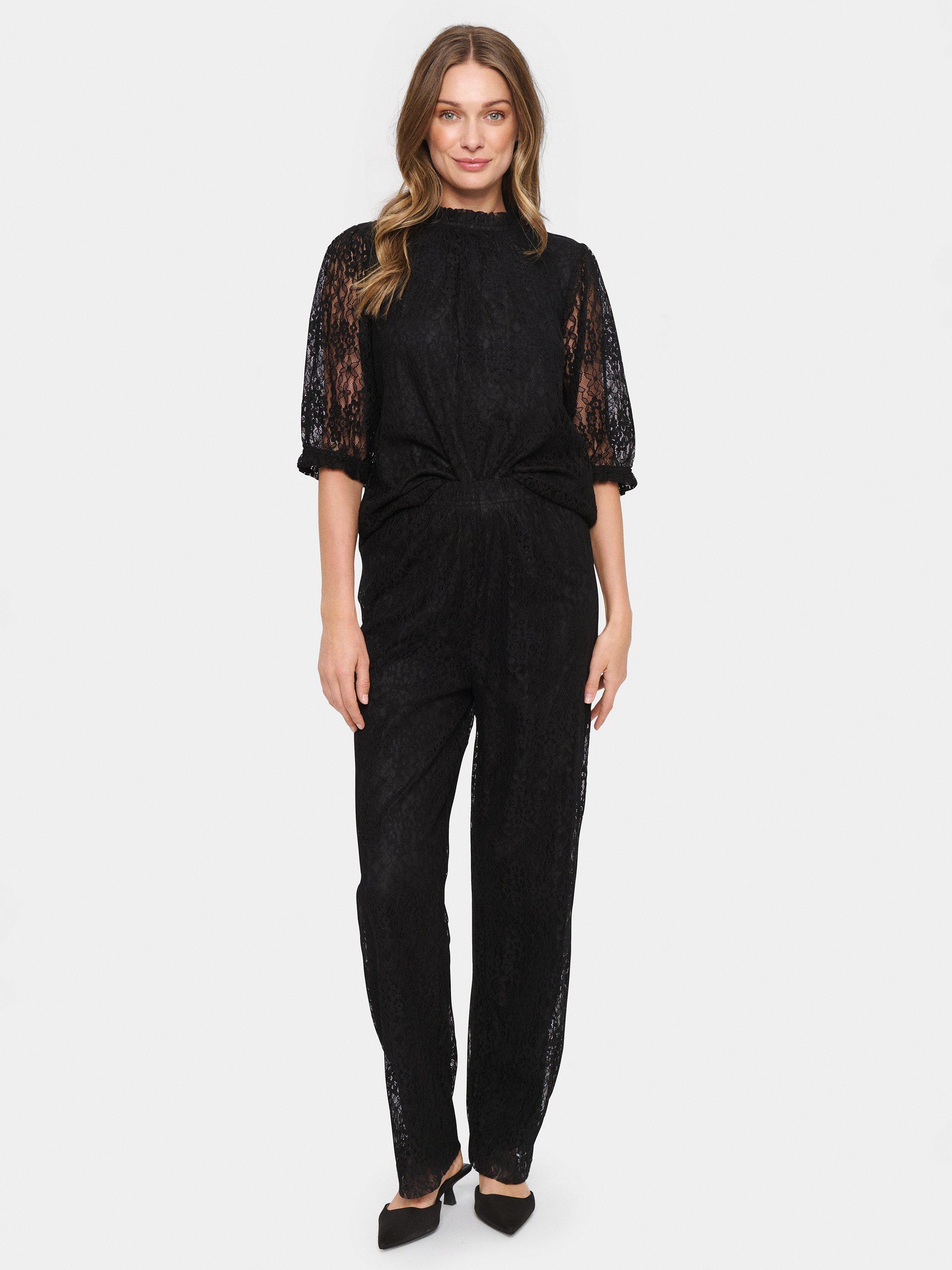 Product image 3 of 6, which shows Saint Tropez Filipa Lace Trousers, Black, XS