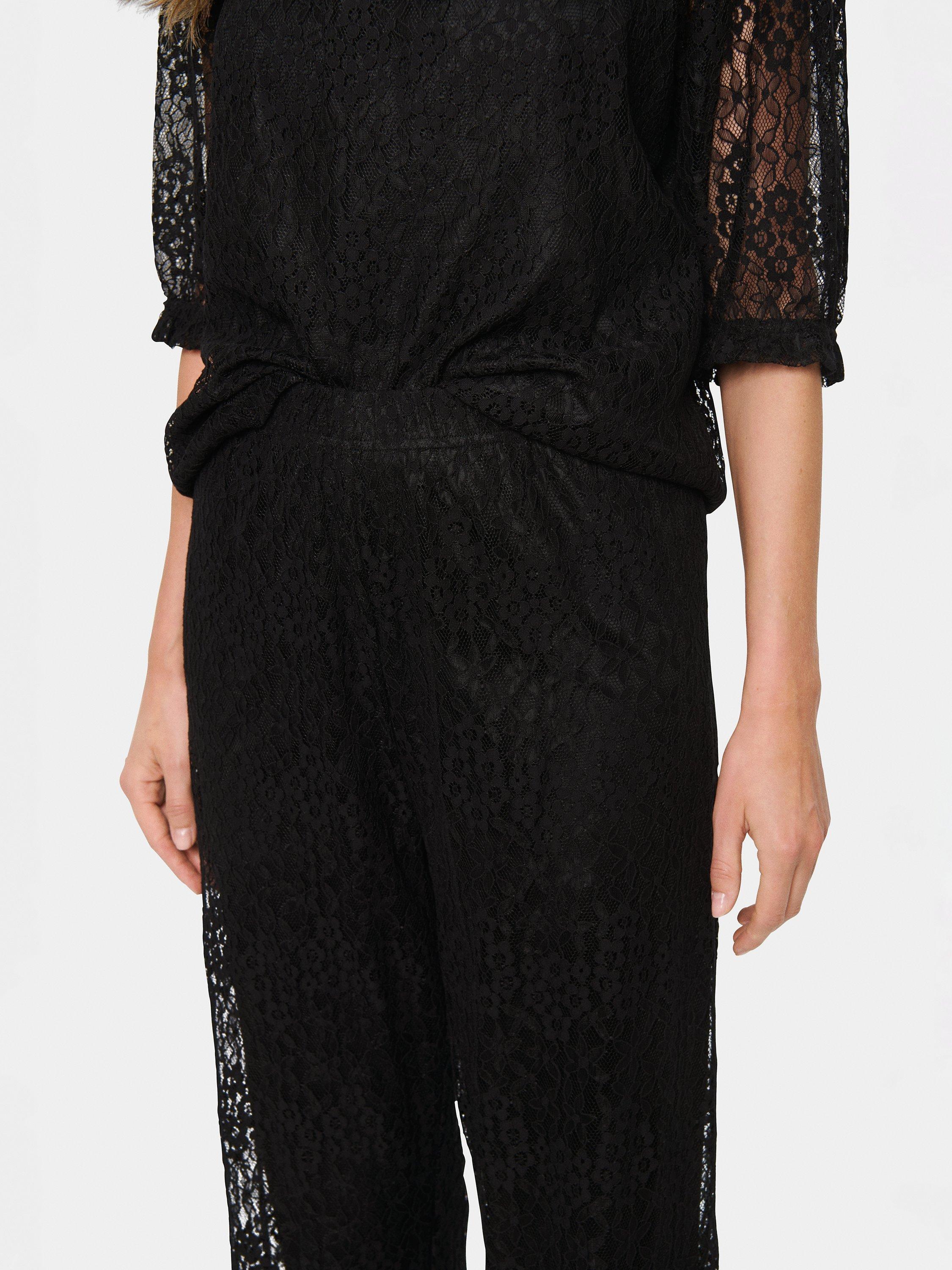 Product image 4 of 6, which shows Saint Tropez Filipa Lace Trousers, Black, XS