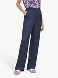 Pure Collection Linen Blend Wide Leg Trousers, Navy