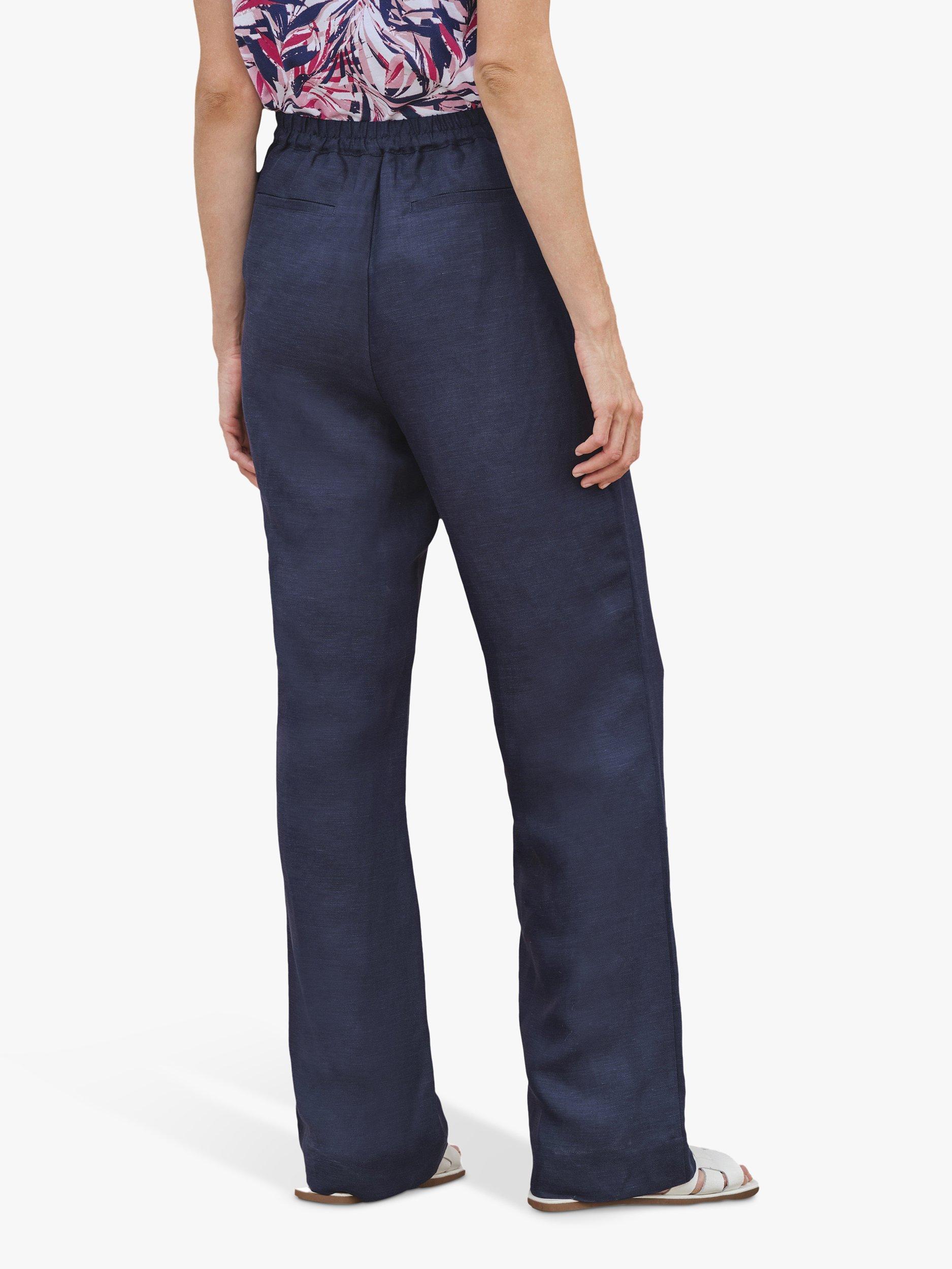Product image 2 of 3, which shows Pure Collection Linen Blend Wide Leg Trousers, Navy, 10
