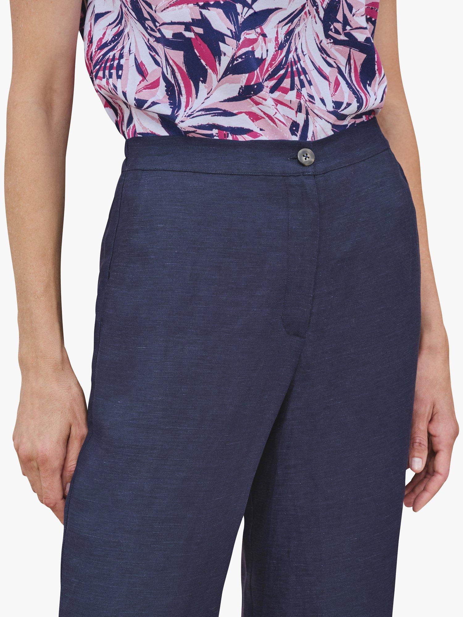 Product image 3 of 3, which shows Pure Collection Linen Blend Wide Leg Trousers, Navy, 10