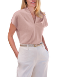 Pure Collection Subtle Sparkle V-Neck Top, Oyster Sparkle