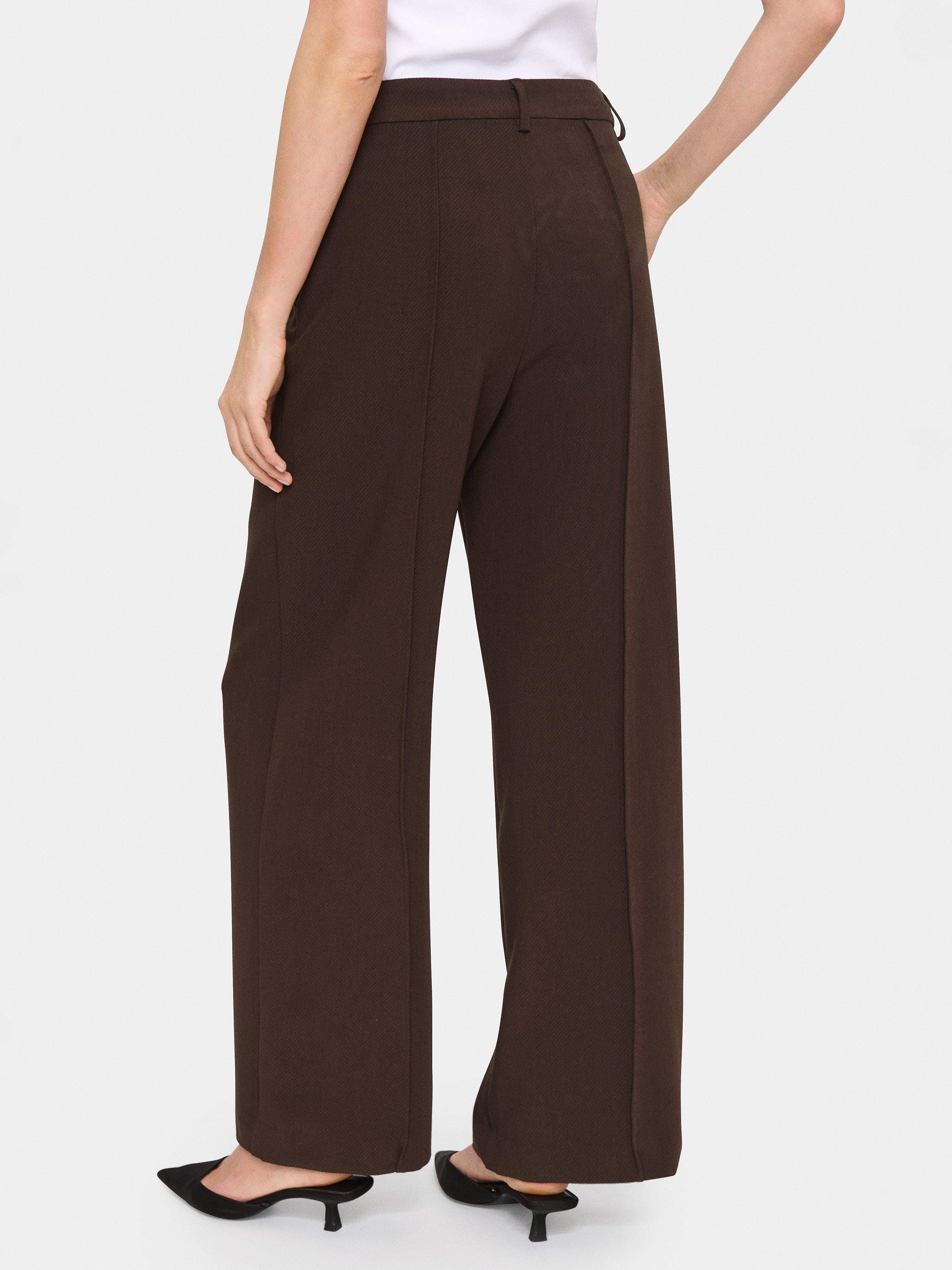 Product image 2 of 6, which shows Saint Tropez Franka High Waist Trousers, Chocolate Brown, M