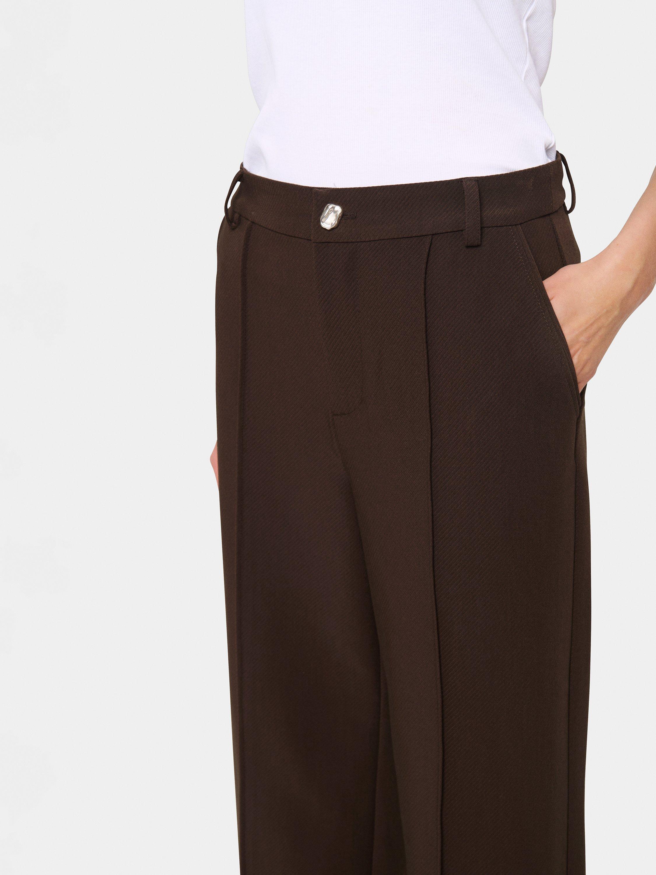 Product image 4 of 6, which shows Saint Tropez Franka High Waist Trousers, Chocolate Brown, M