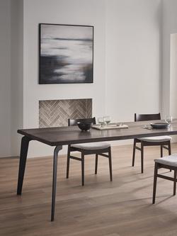 John Lewis Reigate Fixed Dining Table, Natural Edge, Solid Oak Dark Oil - view 2, Dark Oak